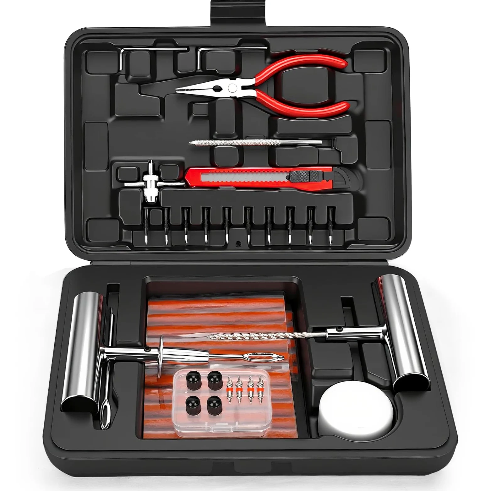ORCISH Kit de reparación de neumáticos de 70 Piezas, Kit Profesional de Tapones de neumáticos Resistentes, Kit de Parches para Reparar un Plano, Kit de Herramientas de Cambio de pinchazos de