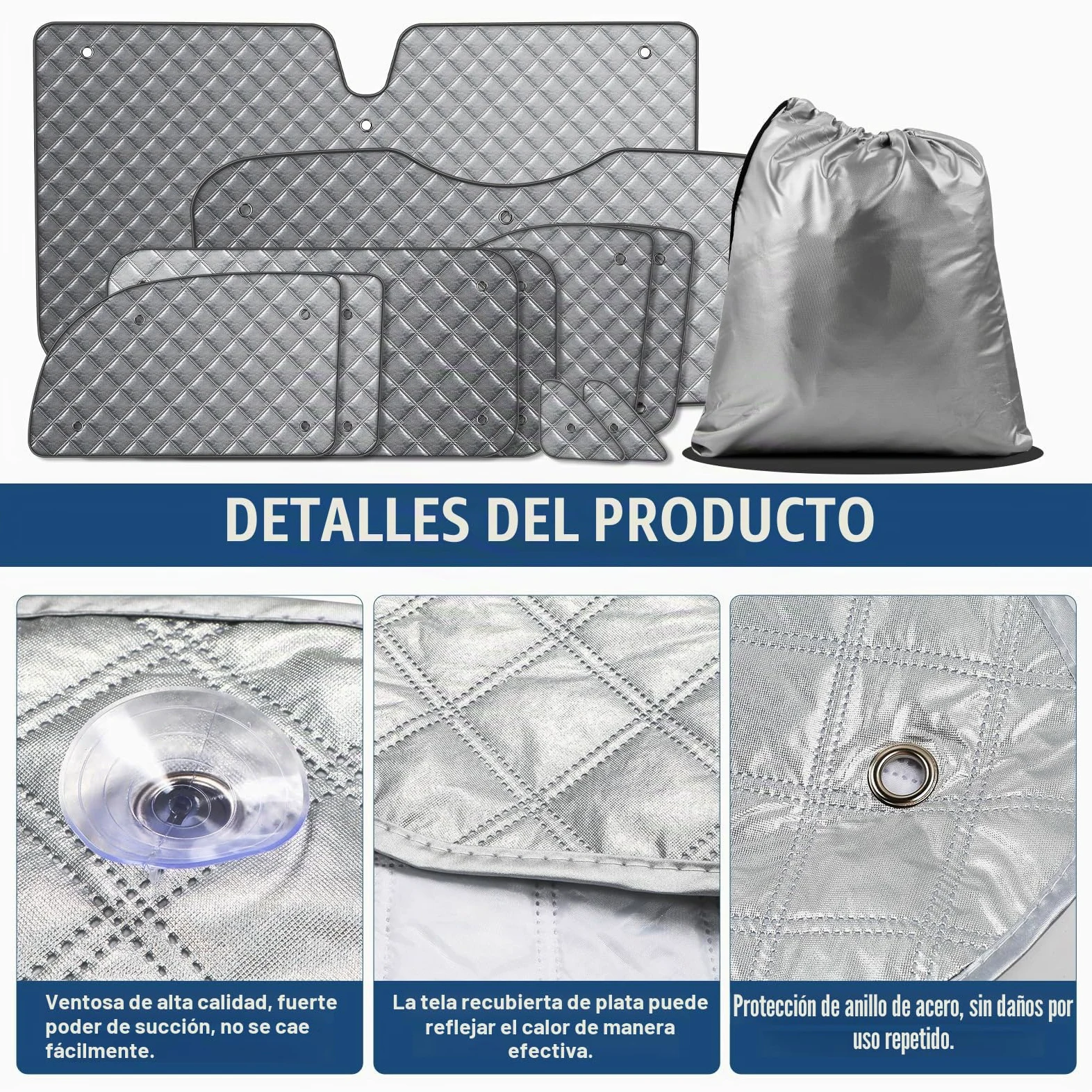 MaxAwe 10 unidades de alfombrilla térmica compatible con VITO III W447 2014-2024 SWB, parasol interior del coche para la cubierta del parabrisas delantero, juego de persianas térmicas, juego de