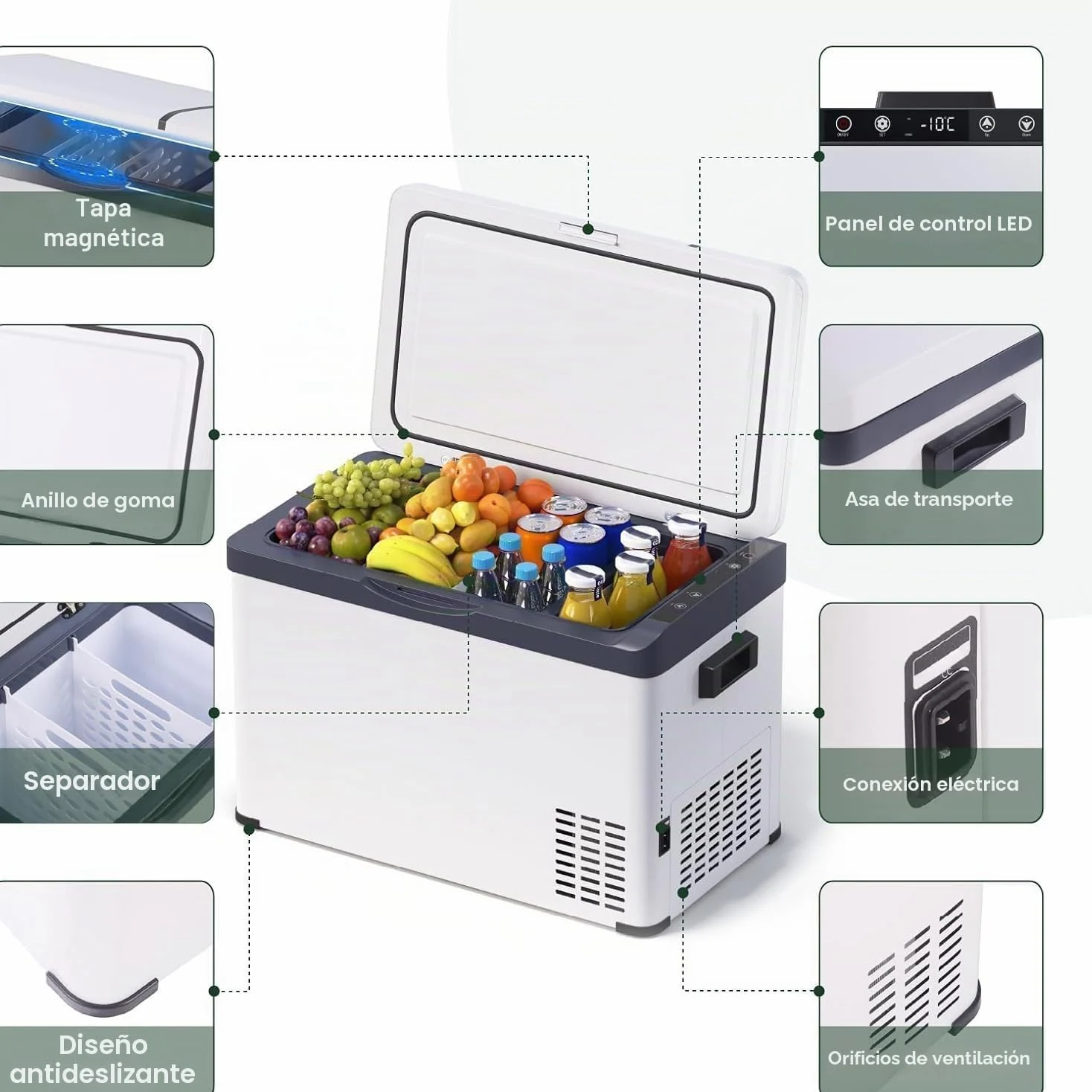 WOLTU Nevera Eléctrica para Coche 30L, Refrigerador Portátil Modo Eco, Congelador de Compresor DC 12/24 V, Mini Nevera Portátil para Camping, Viaje, Coche, Barco