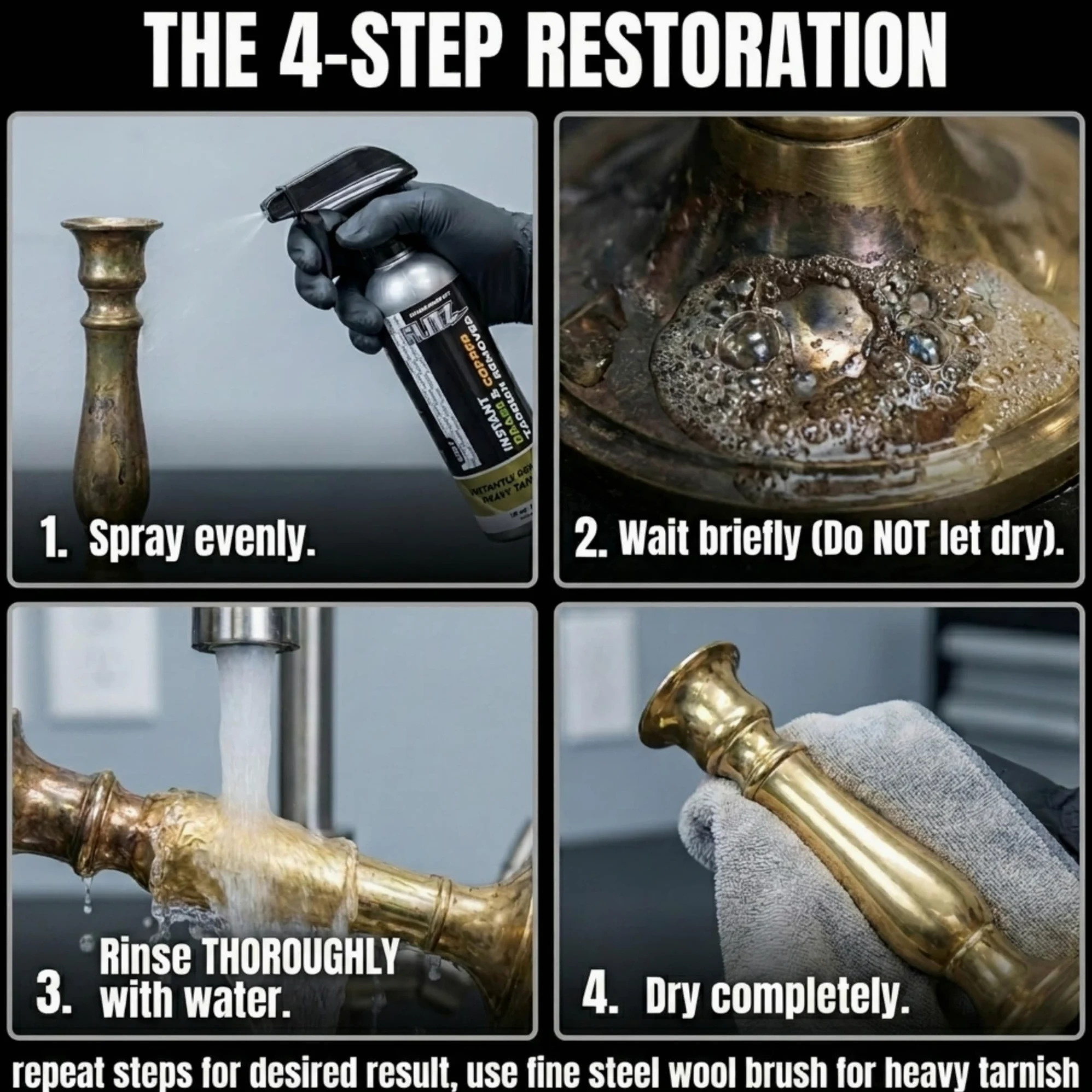 Flitz Instant Brass and Copper Tarnish Remover Spray Bottle