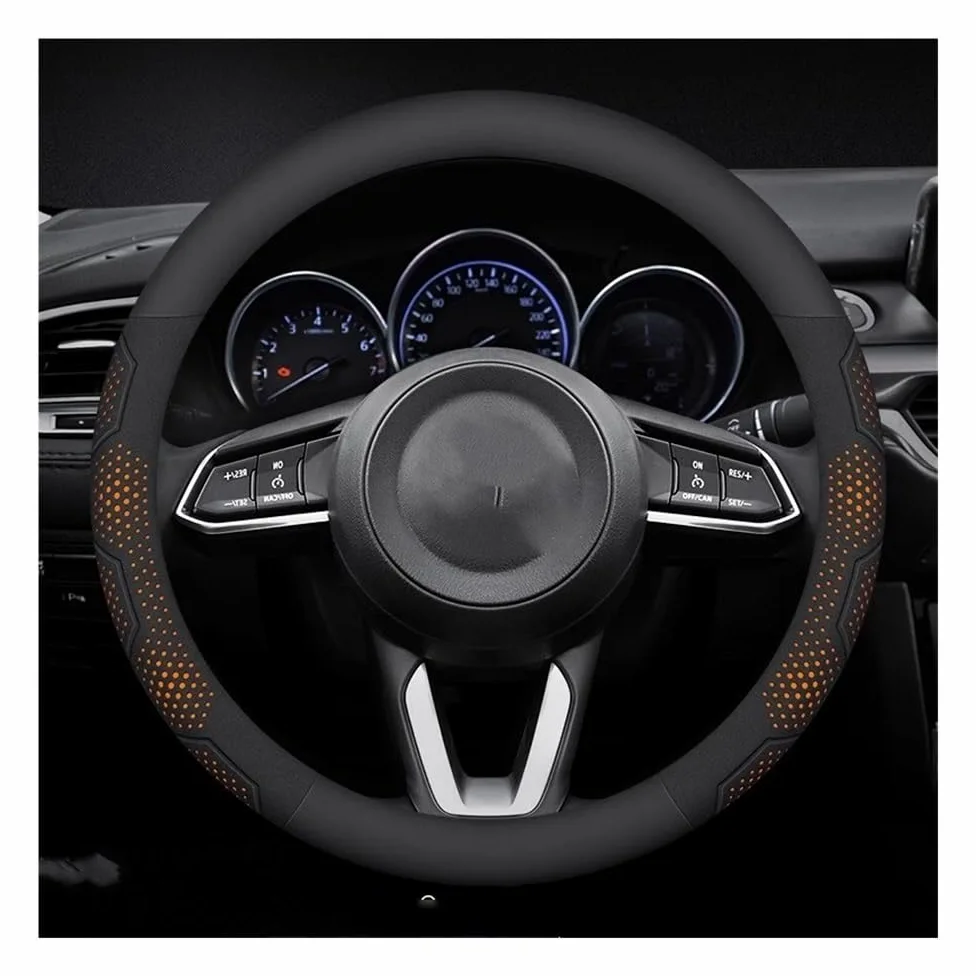 Funda Volante Coche Funda de Gamuza Fibra Carbono para Volante Coche Accesorios para Mazda 3 5 6 para Axela para Atenza CX30 CX5 CX8 CX9 MX5 RX7 BT50