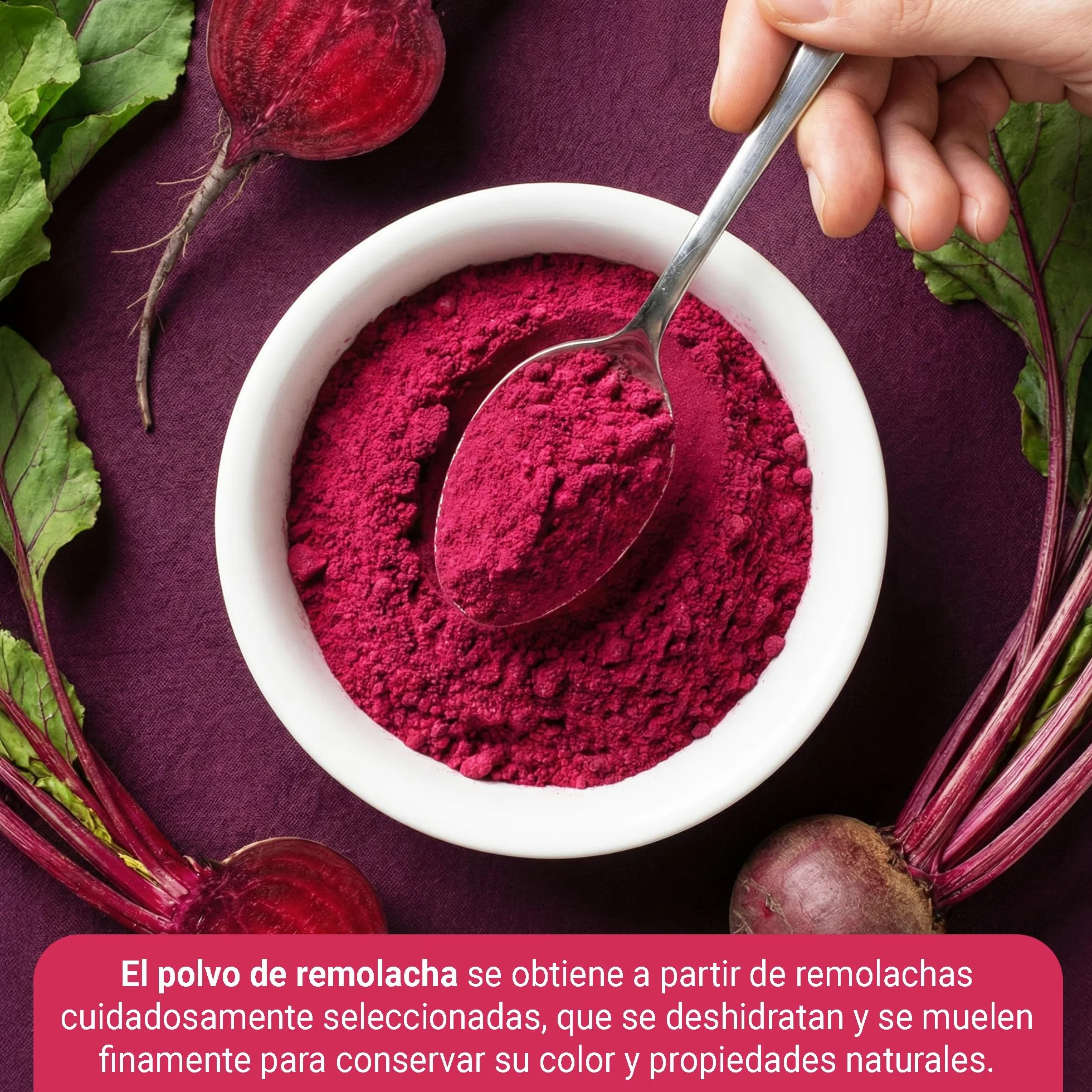 Remolacha en Polvo 500g - 100% Natural, Secado Suavemente al Aire, Sin Aditivos, Vegano