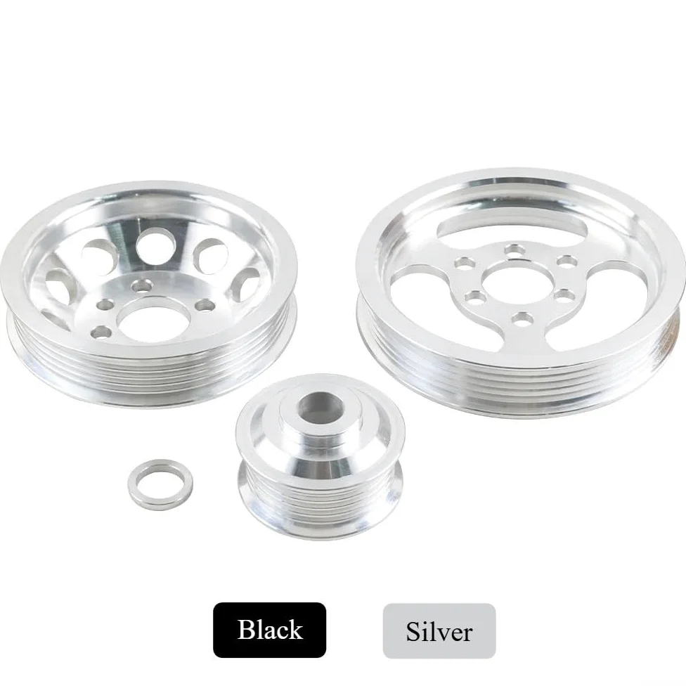 Kit de polea de aluminio Billet para MK4 para Golf GTI Jea 1.8T 2.0L 1999-2005 Cigüeñal Accesorio (negro)