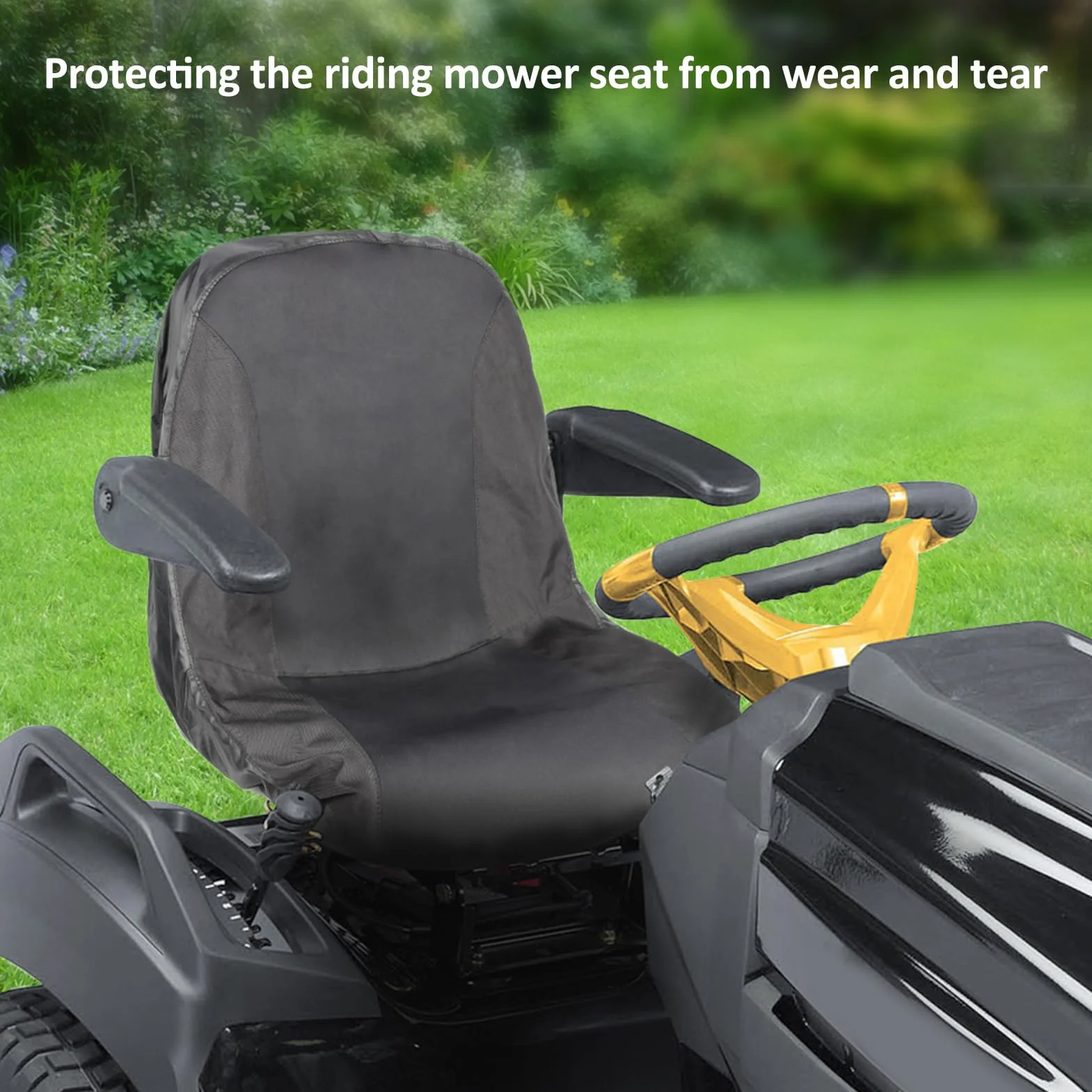 Funda de asiento para tractor, Funda de asiento para cortacésped, Funda de asiento impermeable para tractores, Funda de asiento para tractor de jardín con 2 bolsillos de almacenamiento, tamaño