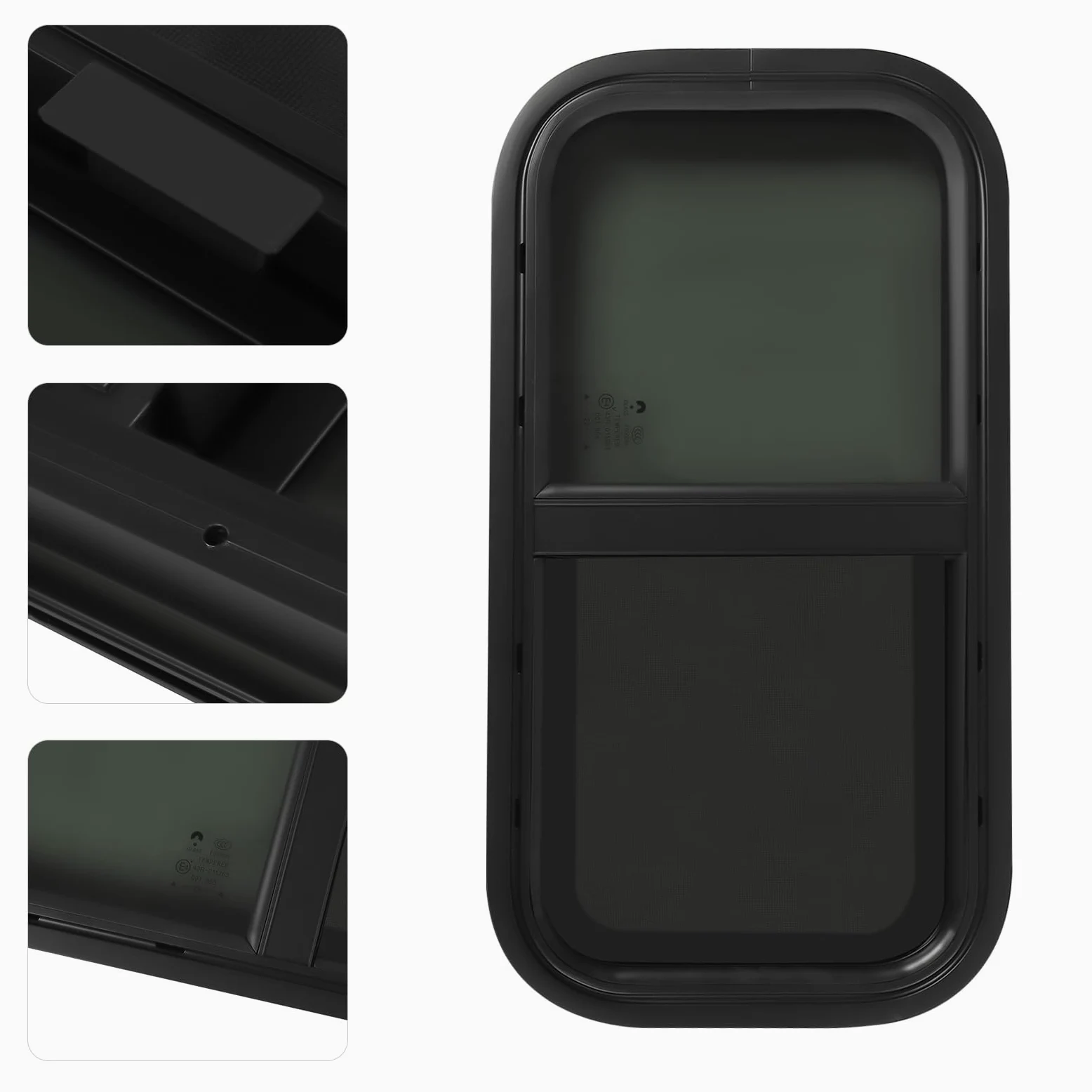 Ventana de caravana de 700 x 400 mm, para caravanas, con red de protección contra insectos, color negro, para autocaravanas, remolques y camionetas, instalación de sujeción para 46-60 mm de grosor