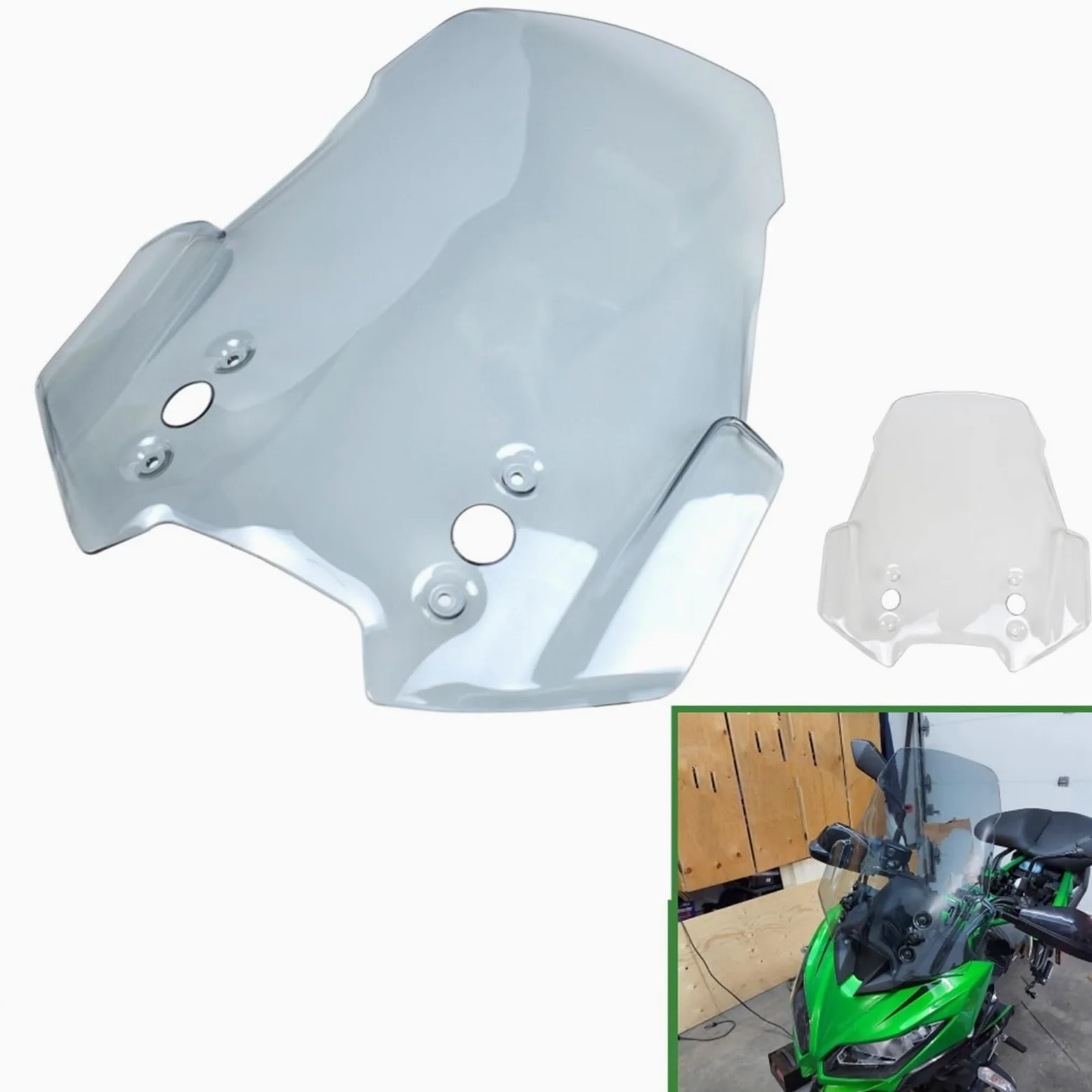 Deflector de Parabrisas para Kawasaki para Versys 1000 2015-2018 para Versys 650 para KLE650 2015-2021 Protector Frontal Deflectores Aire Motor Parabrisas Deflector cupula Moto(Clear)