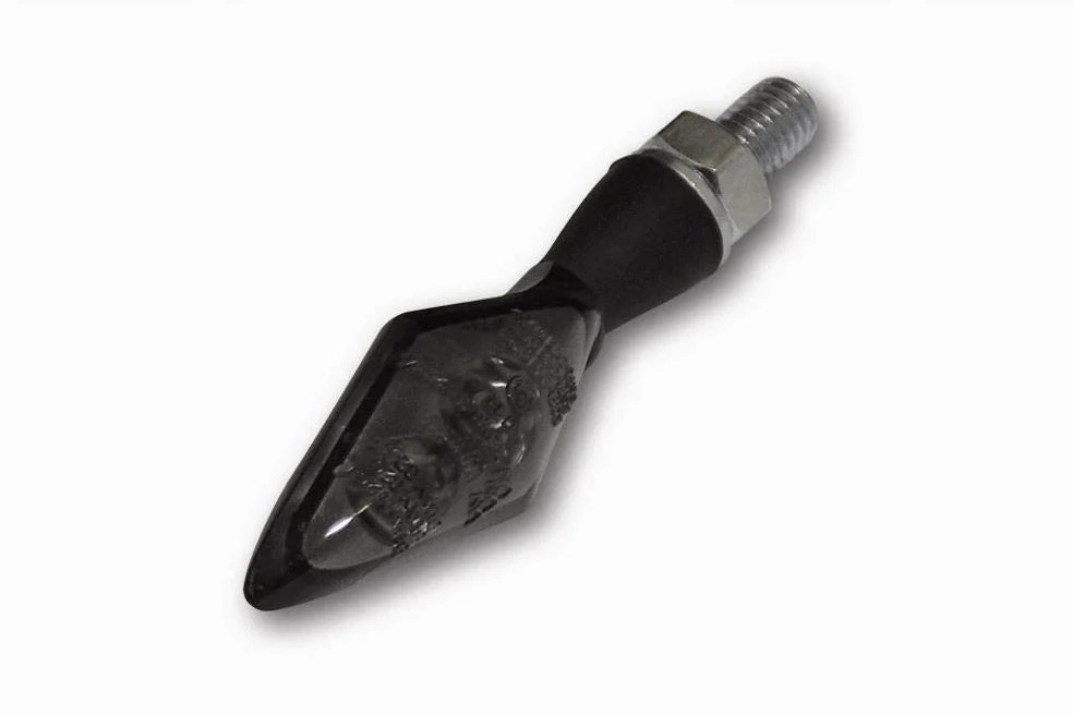 Highsider 203-284 LED-Blinker/Positionsleuchte PEN HEAD DOUBLE, schwarzes Metallgehäuse, getöntes Glas, Paar, E-geprüft.