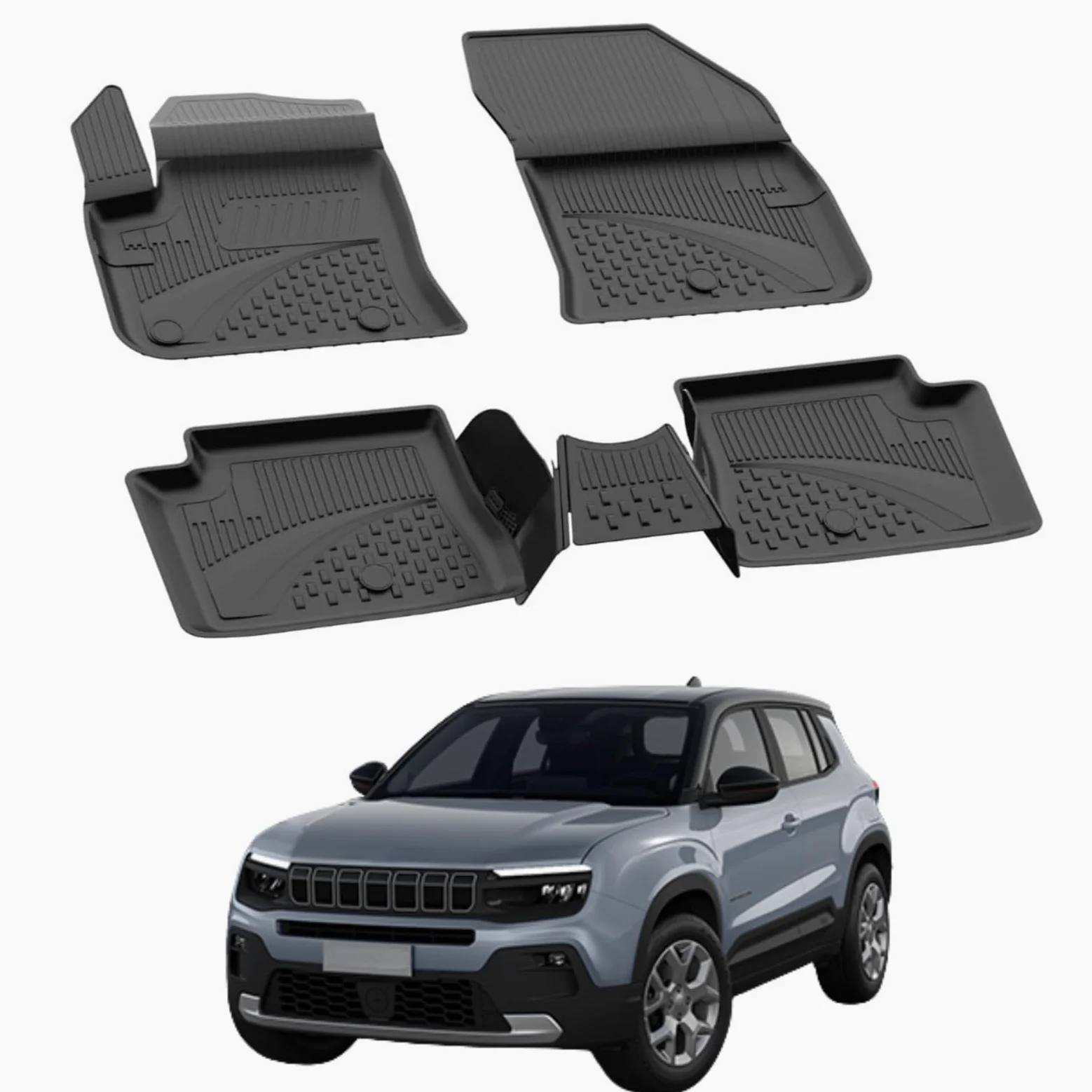 Sahler Alfombrillas de coche compatibles con Jeep Avenger Electric 2025-2026 | 4.5D Premium TPE goma antideslizante alfombrillas de goma impermeable coche coche negro