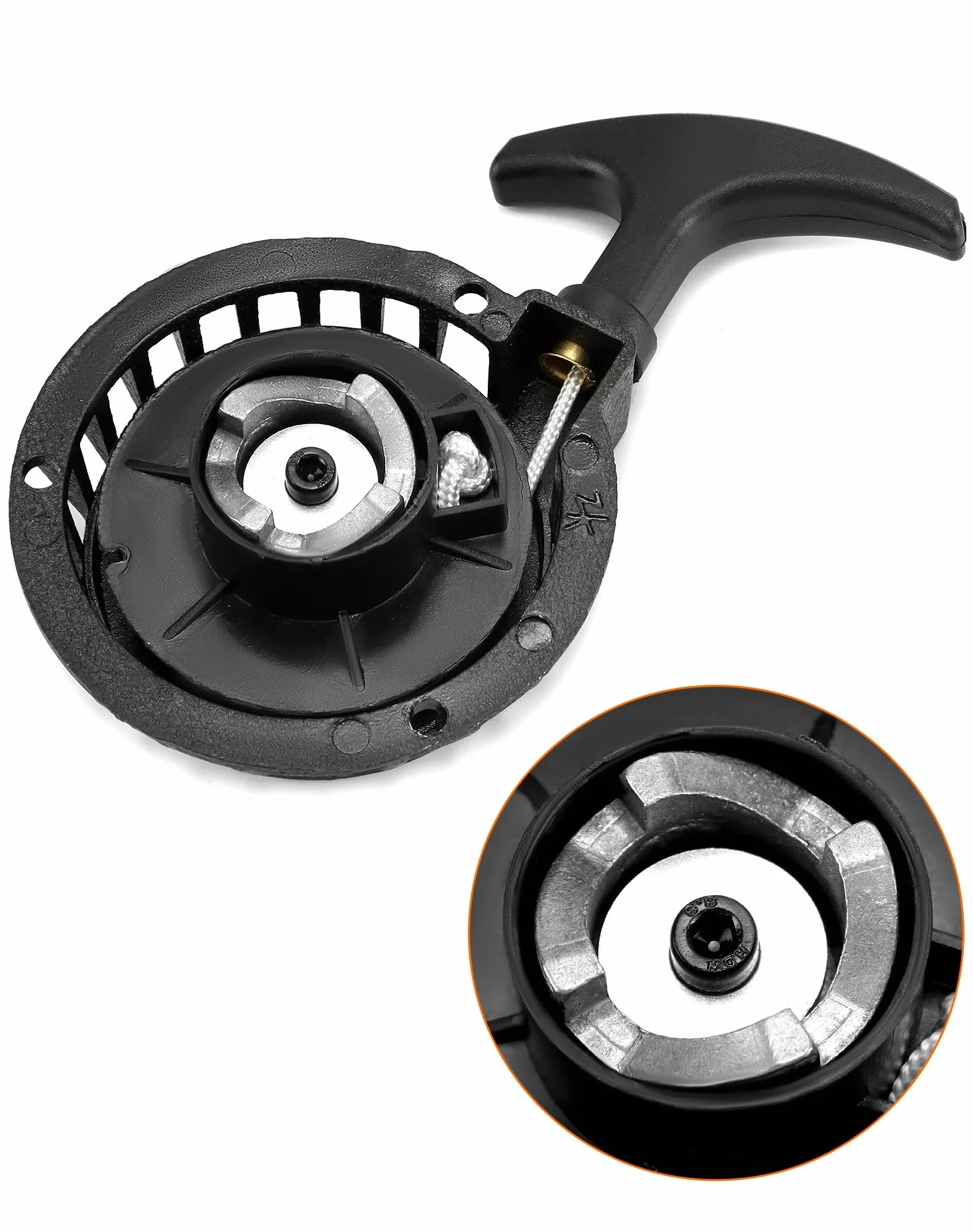 QWORK® Arrancador de tracción para motocicleta 47CC 49CC, arrancador de retroceso de aluminio, negro, para Mini ATV, moto de cross, motocicleta