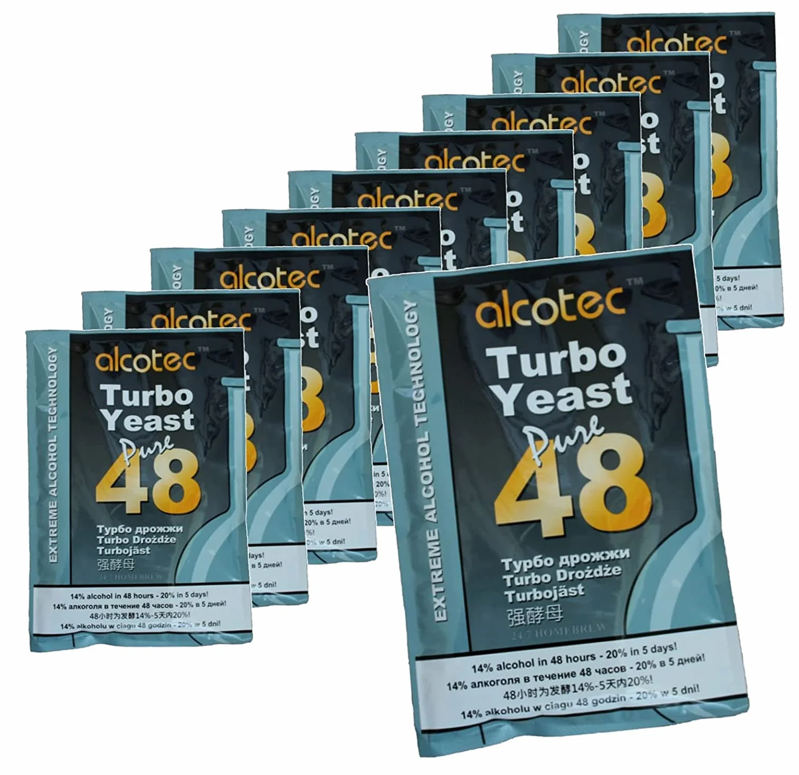 Alcotec 48 Pure Turbo Super Levadura 10 Paquetes 20% Alcohol