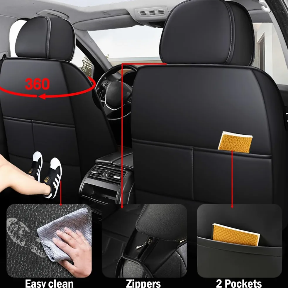 Mitsubishi ASX Eclipse Cross L200 Lancer Mirage Outlander Shogun, juego de 5 piezas de fundas universales de cuero para asientos de coche, transpirables, resistentes a la suciedad y al