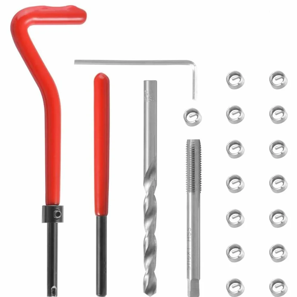 15pcs M10 x 1.25 Kit de reparación de rosca, conjunto de reparación de bobina helicoidal de coche, juego de herramientas manuales compatible