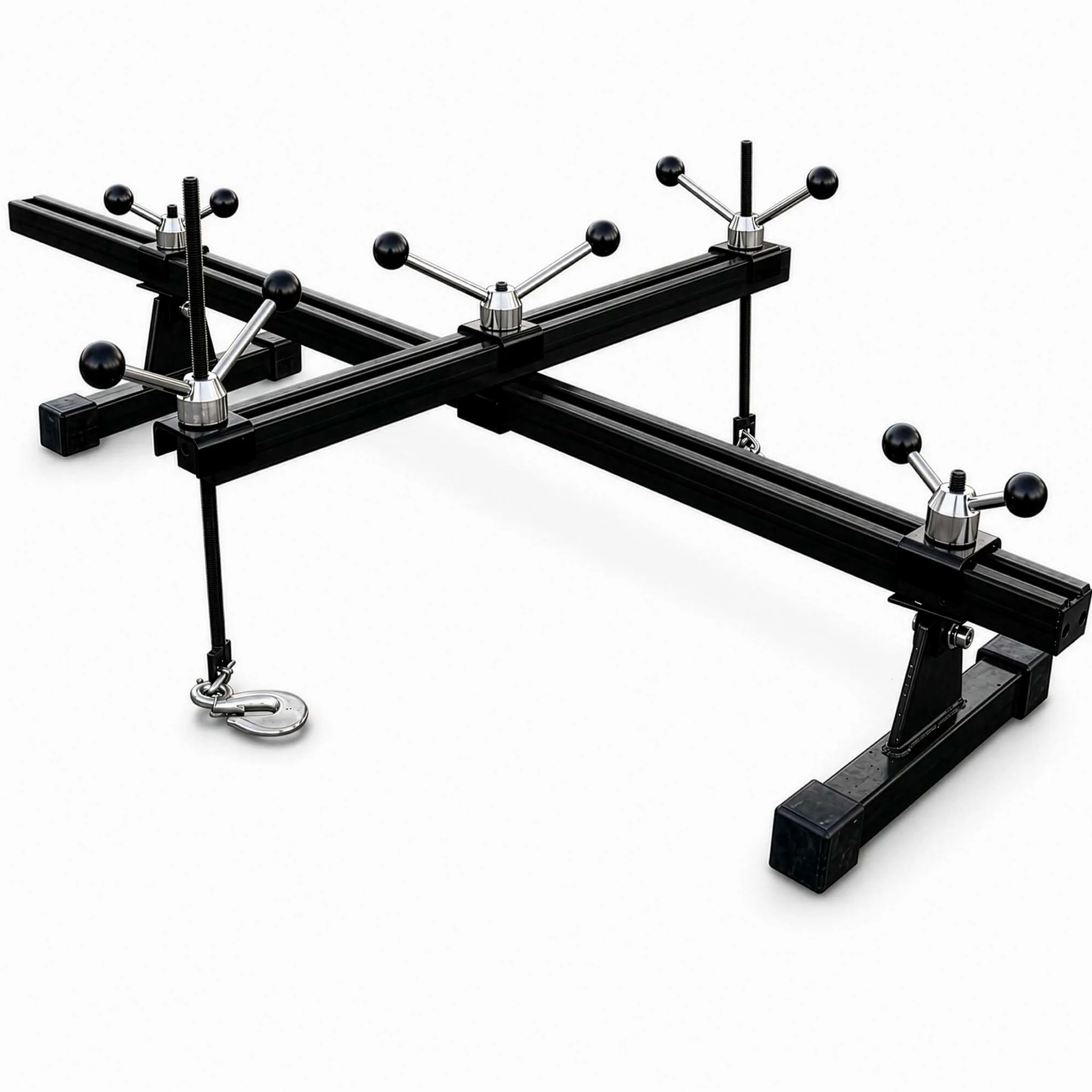 WilTec Puente Elevador de Motor 500 kg con Soporte Transversal, travesaño de elevación Ajustable 400-1400 mm, Soporte para Motor y transmisión