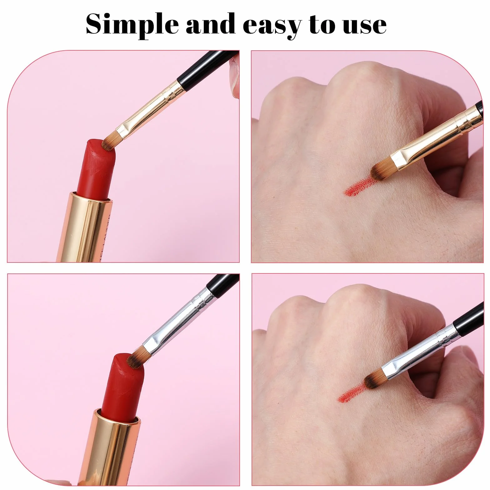 Kit de brochas aplicadoras de labios para delineador, varillas brillantes, herramientas cosméticas profesionales de viaje