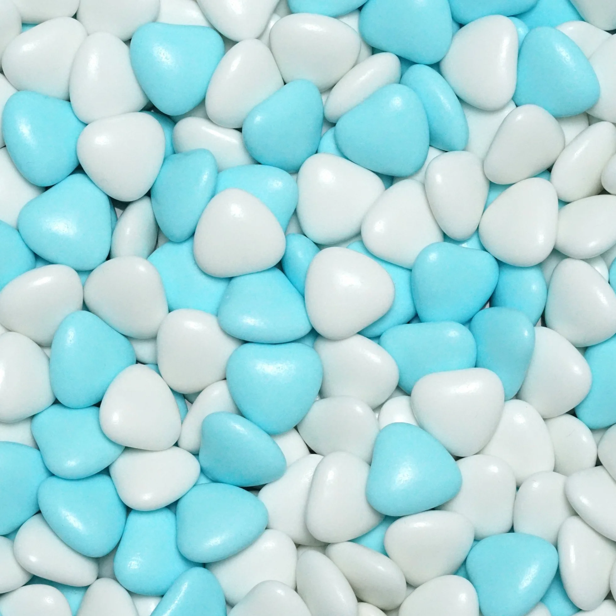 EinsSein 1kg Corazones de Chocolate grageas boda bautizo medio blanco-azul claro brillo