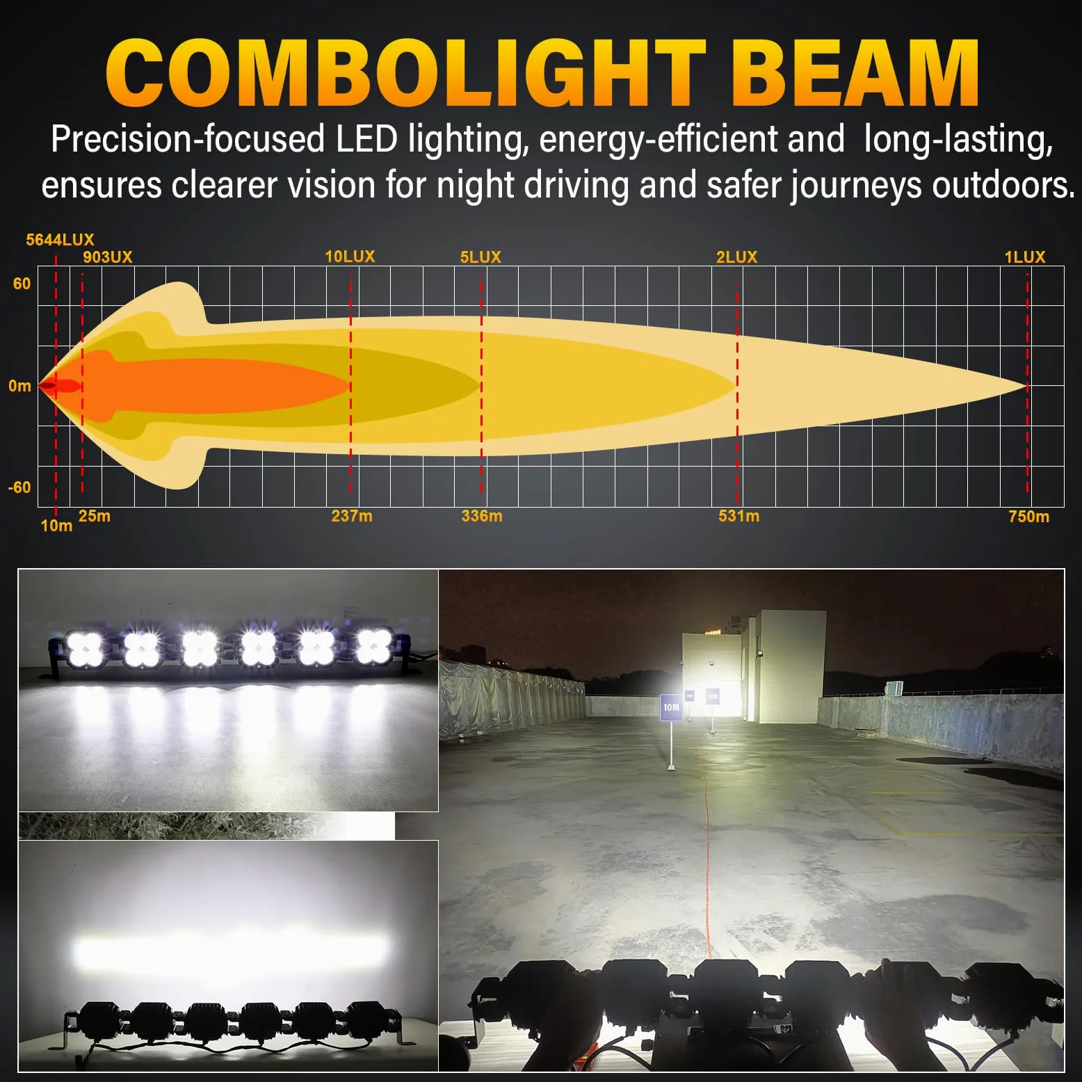 RIGIDON 40 pulgadas 102 cm 180W 15000LM Barra de luz led y 12V kit de cableado, Curva Recta Barras luminosas led para off road todoterreno camión coche ATV SUV 4x4, IP67 Impermeable 6000K Blanco
