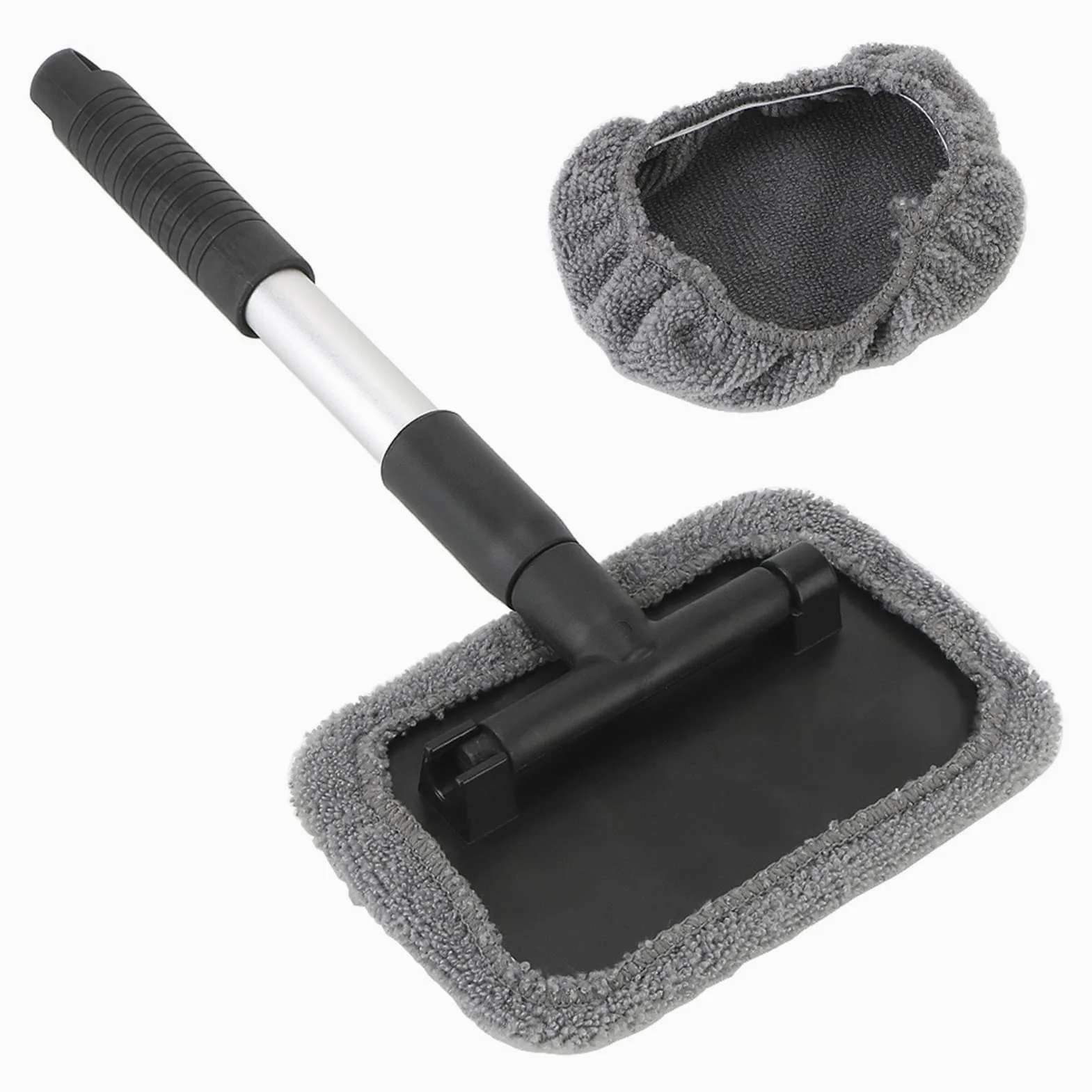 TRUSTTWO Lavado de Coches Limpiador de Parabrisas Microfibra Herramienta de Limpieza de Ventana con Mango telescópico Lavable y Reutilizable Pista de Tela Cabeza The New