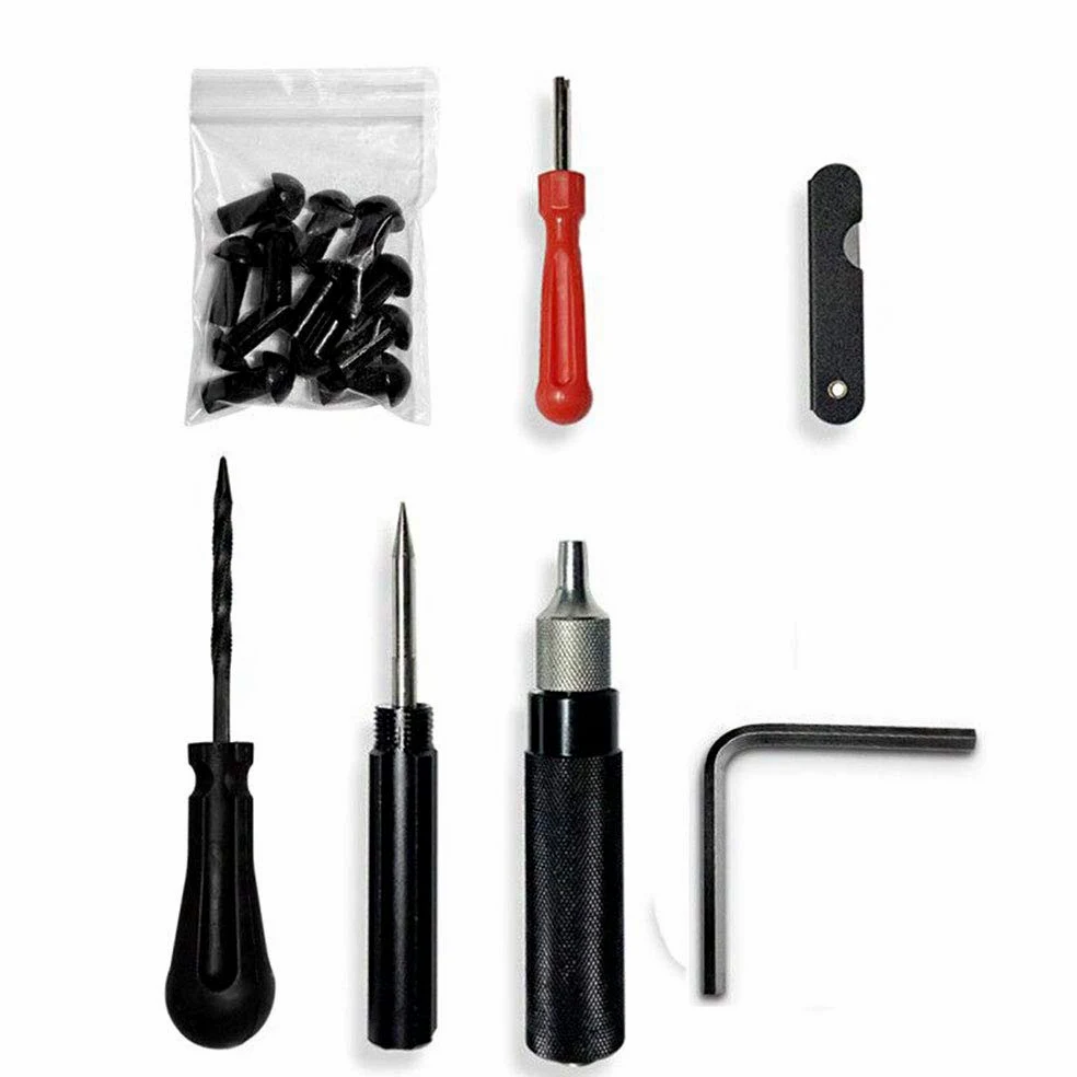 Kit de reparación de neumáticos de motocicleta para coche, kit de reparación de neumáticos, 7 unidades