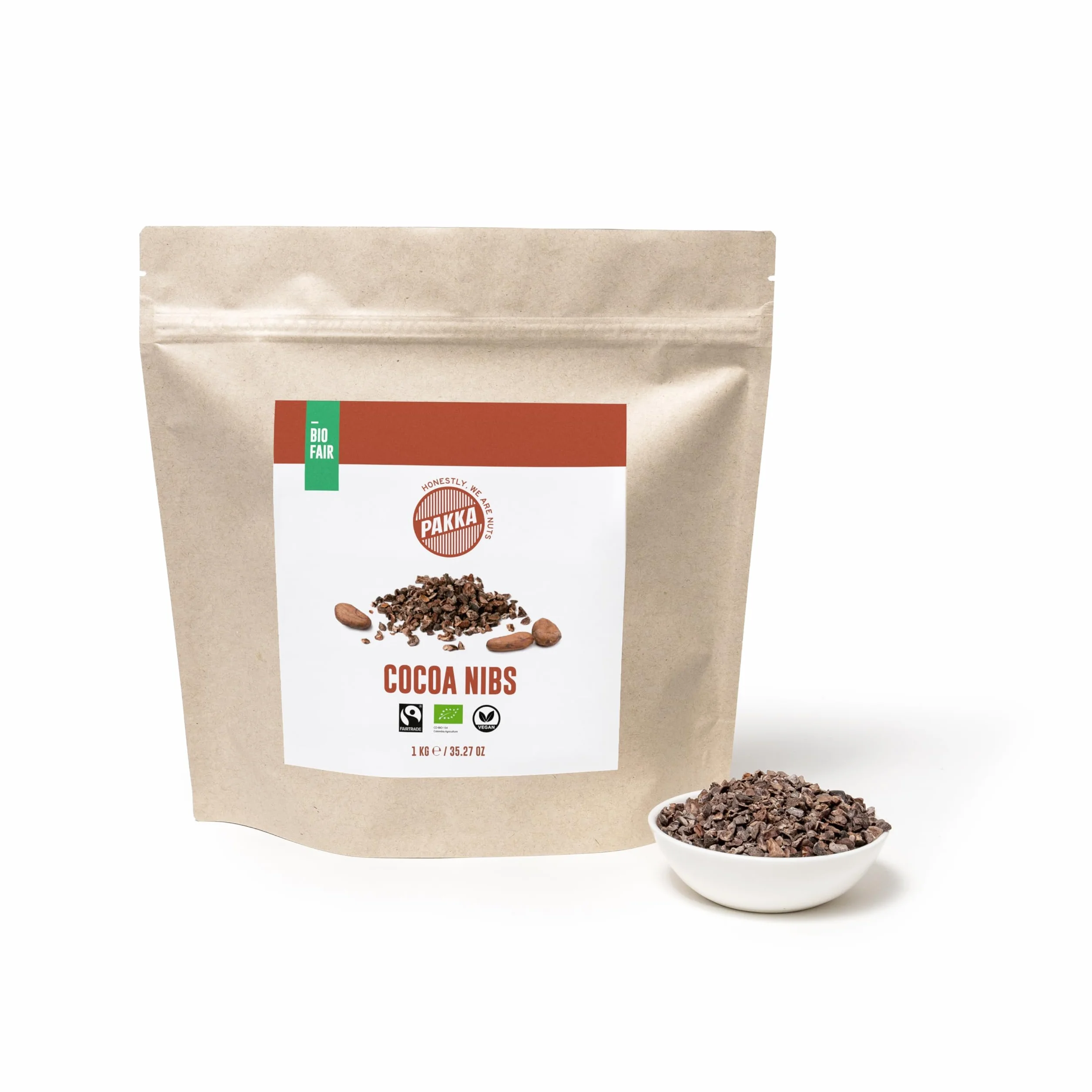 PAKKA Bio Cacao Nibs Ecológico Comercio Justo 1 kg