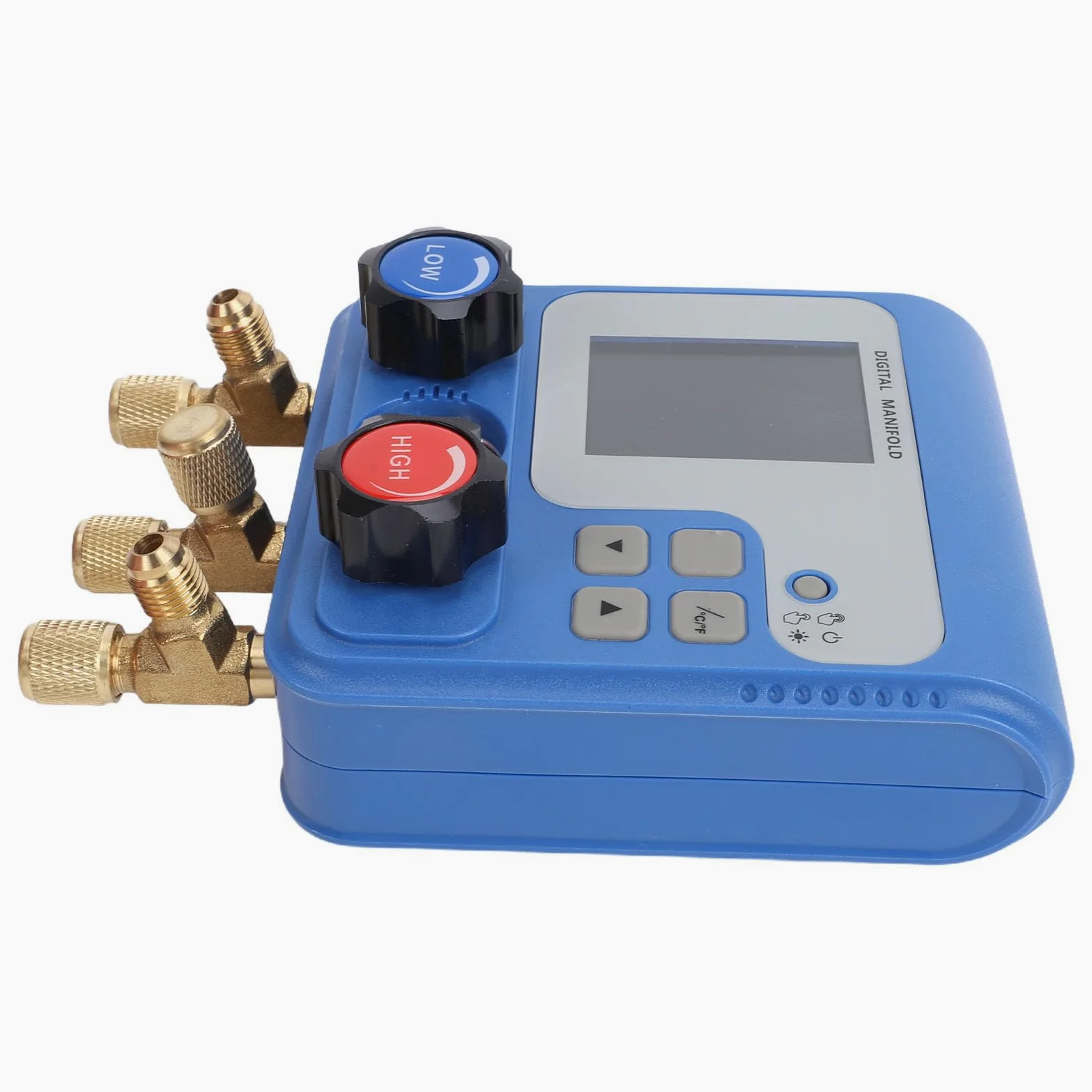 Medidor de Colector Digital Dual, Medidor HVAC Preciso con Pantalla a Color, Prueba de Presión y Temperatura para Aire Acondicionado Automotriz y Uso Residencial, 3 Puertos, Diseño Compacto