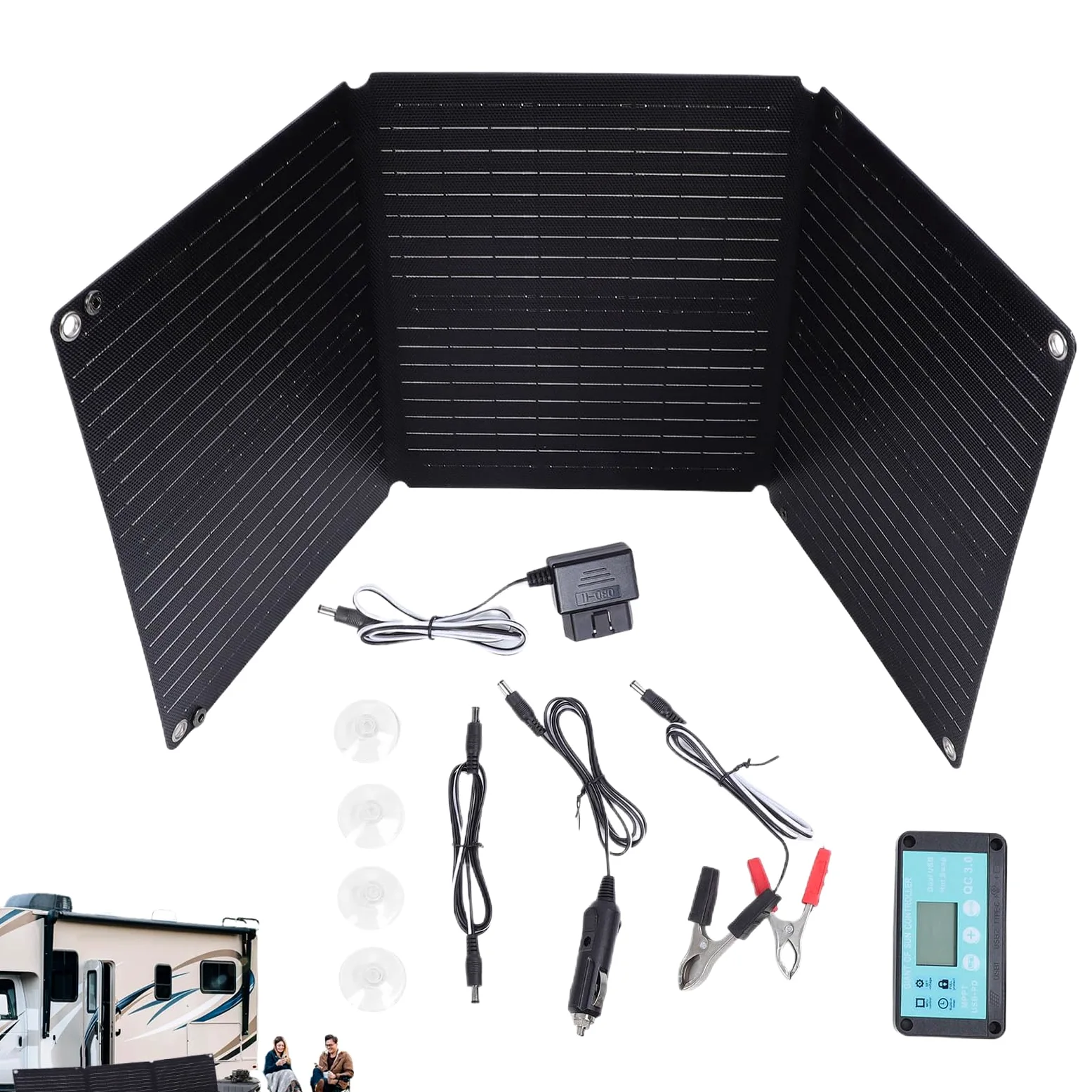 Cargador de automóvil solar, mantenedor de cargadores de batería de | 12-24V Automático, mantenedor flexible impermeable plegab