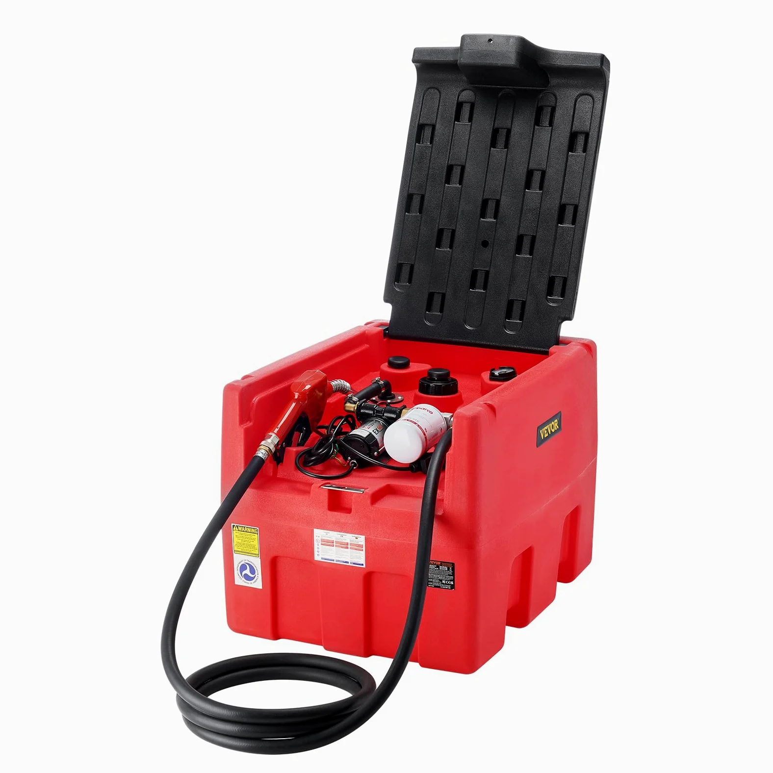VEVOR Depósito Portátil de Gasolina Diesel 182 L Tanque de Repostaje de Combustible Bomba de Transferencia de 12 V 40 L/min Manguera de 4 m Boquilla de Repostaje Automático para Vehículos, Rojo