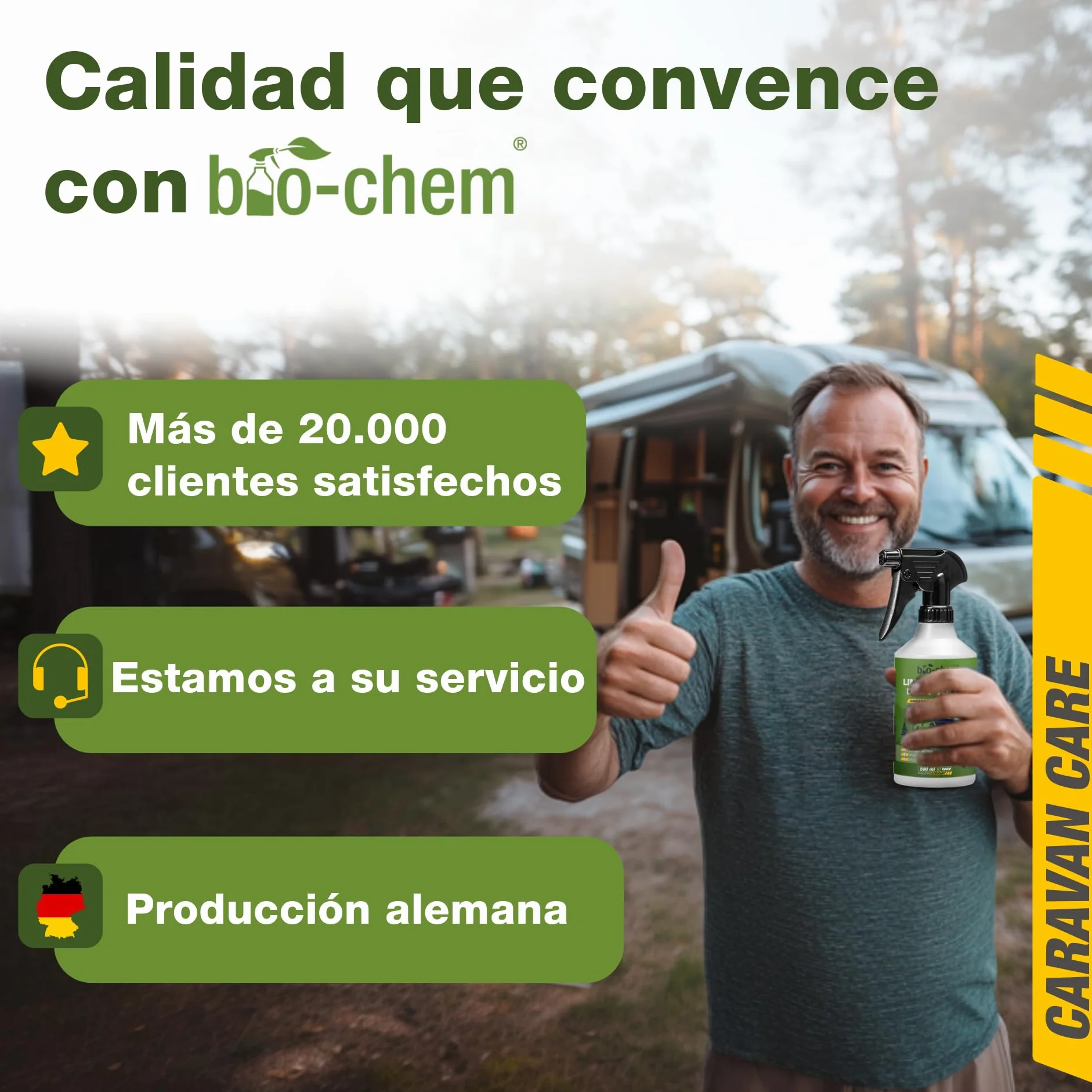Bio-Chem - Limpiador para toldos, capotas y techos de Tiendas - Producto para el Lavado de toldos, caravanas, techos de Coches - Producto Textil Respetuoso con el Medio Ambiente