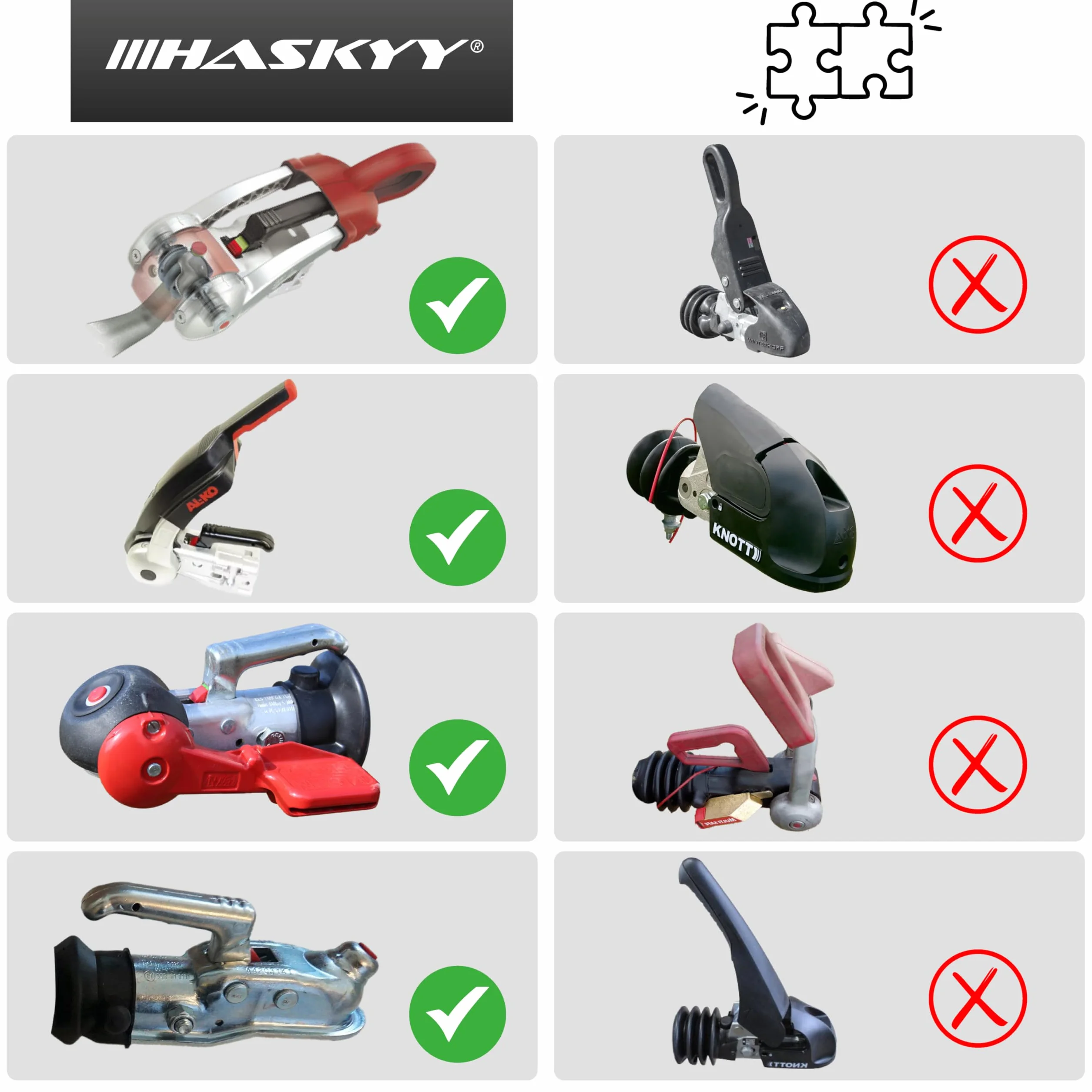 HASKYYY Bloqueo antirrobo Premium para remolques de caravanas Compatible con Gancho de Remolque ALKO - Incl. 3 Llaves