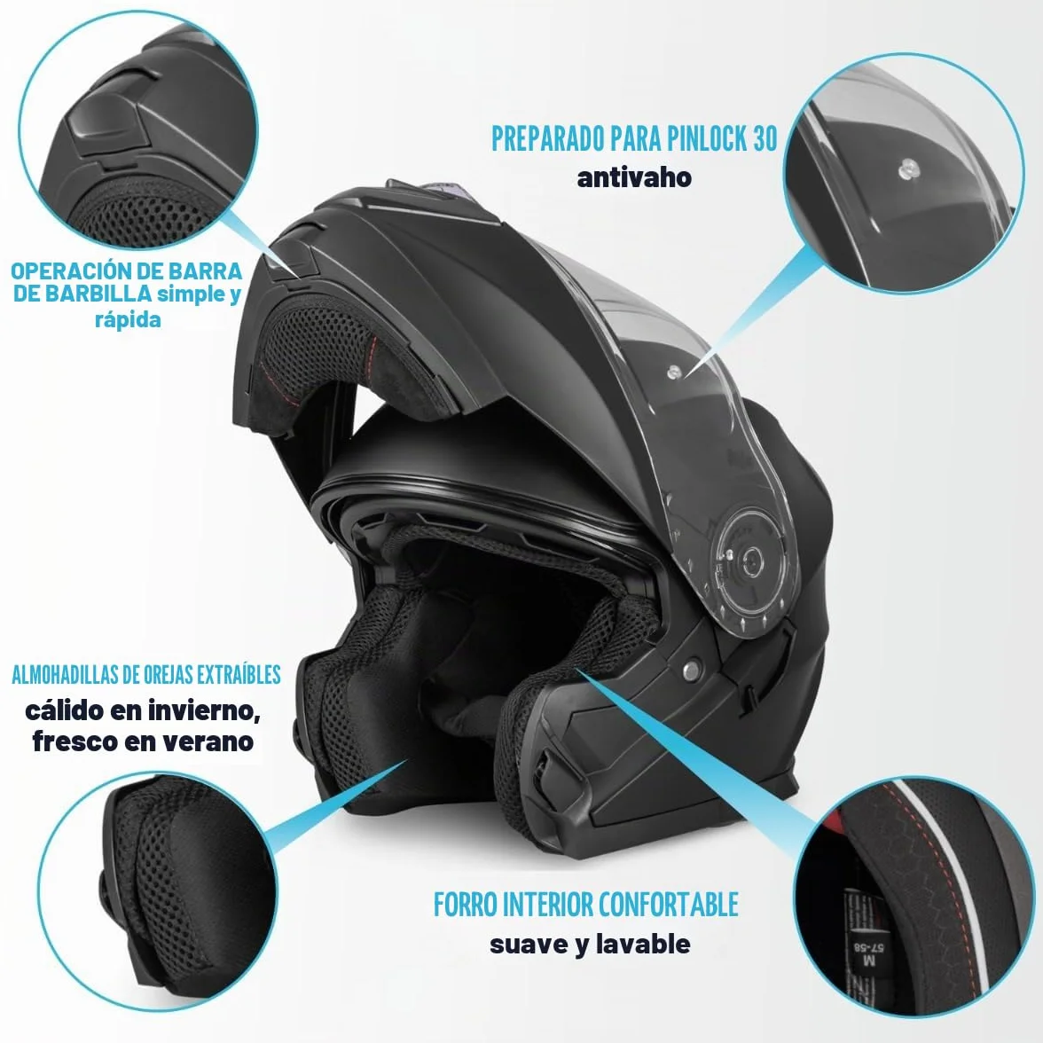 VINZ Busan Casco Modular con Visera Solar | Casco Moto & Scooter & Ciclomotor | ECE 22.06 Homologado | En Tamaño XS - XXL | para Hombre y Mujer