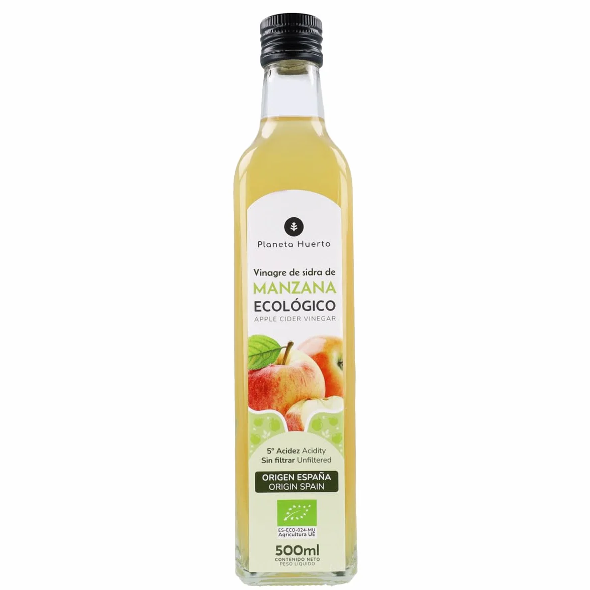 PLANETA HUERTO Vinagre de Sidra de Manzana Sin Filtrar ECO 2x500 ml