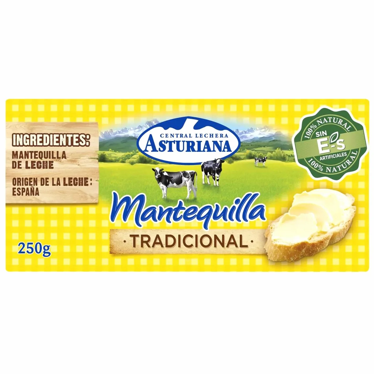 Mantequilla Central Lechera Asturiana en Pastilla 250g Tradicional Sin Lactosa