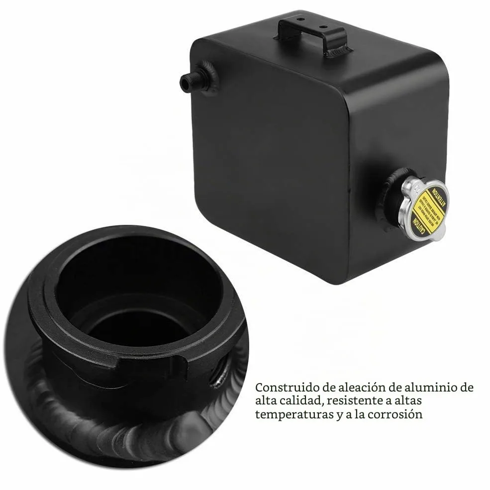 Depósito de expansión de refrigerante universal, depósito de tanque de desbordamiento de expansión de recuperación de refrigerante de radiador de aluminio de 2,5 l, depósito de agua con tapa