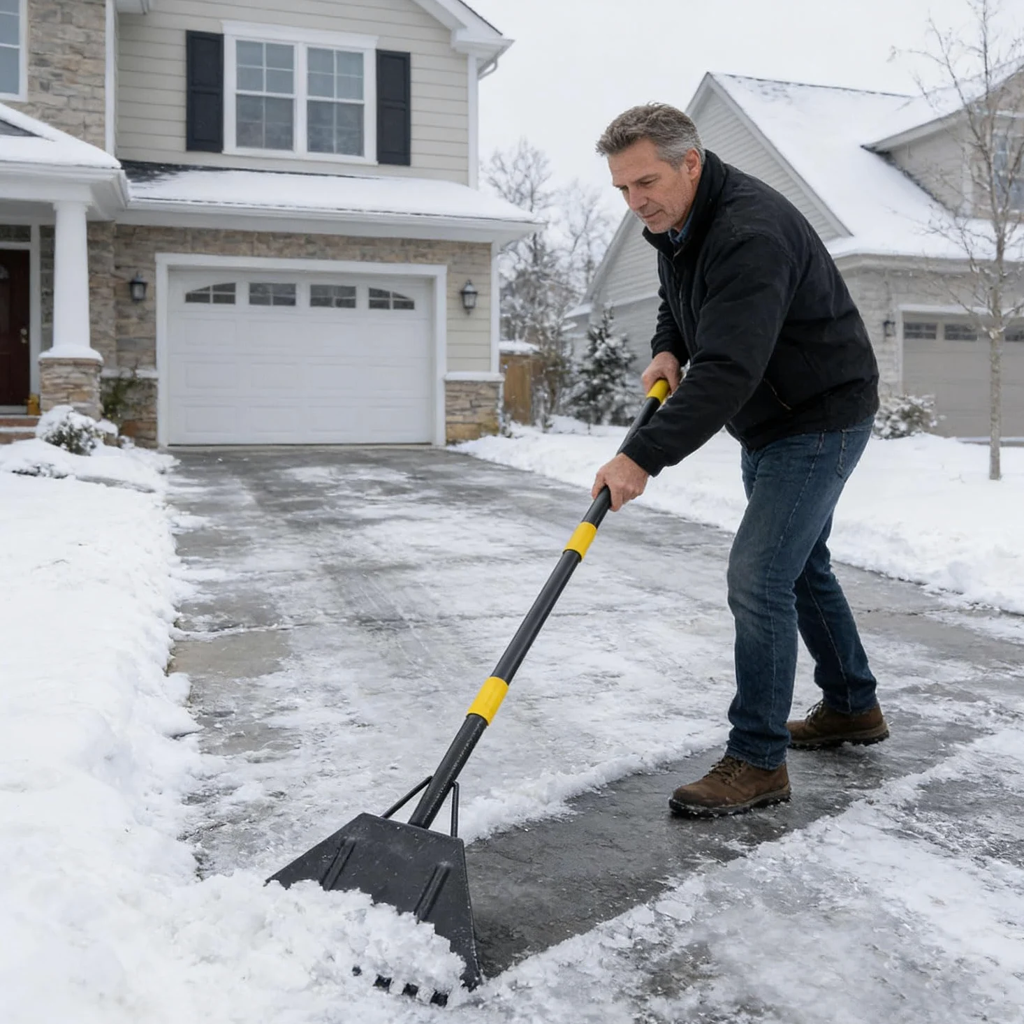 Herramienta de eliminación de hielo de acero resistente para coches con diseño de agarre cómodo, rascador de hielo multifuncional