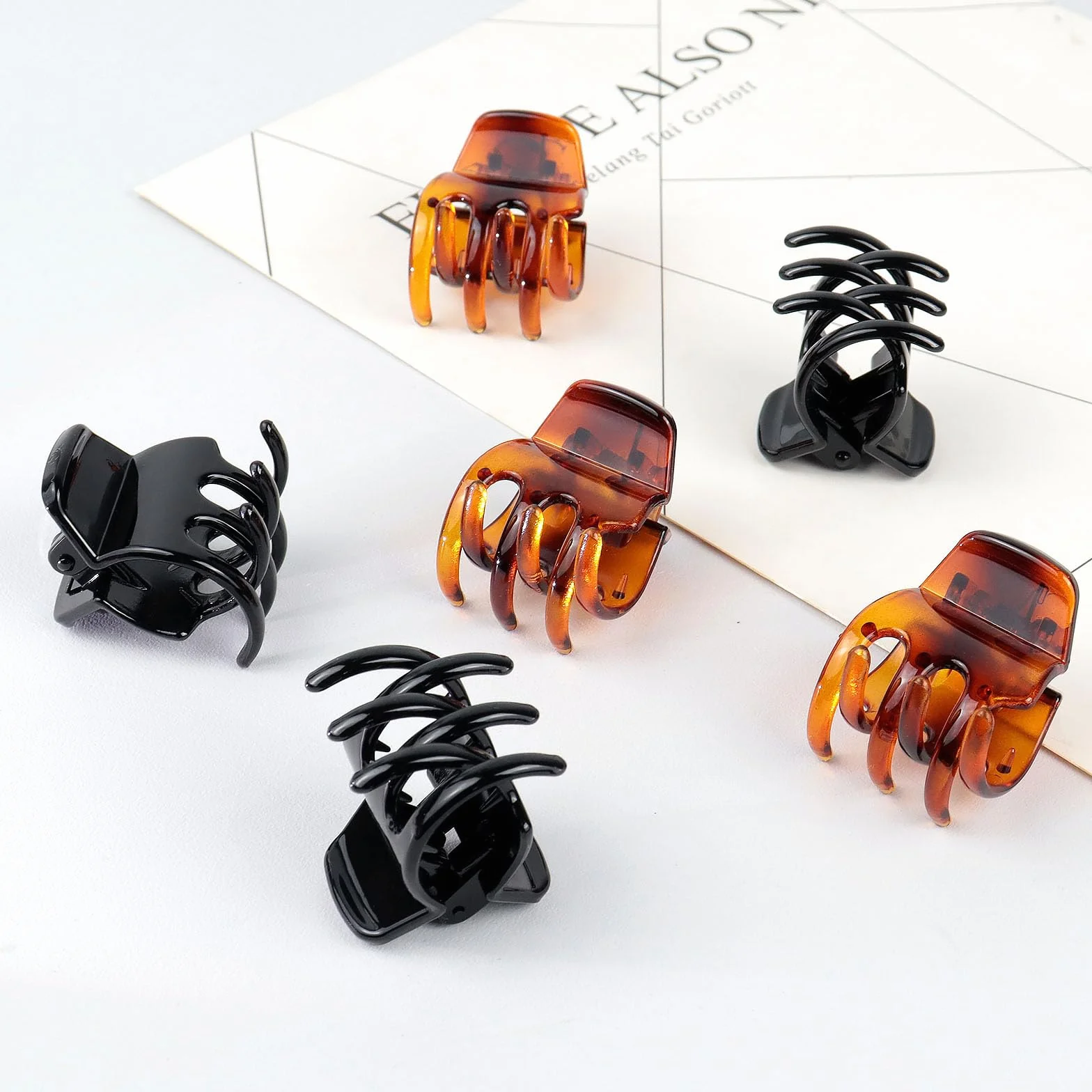 Blooms Pinzas Pelo Mujer 6 Piezas Antideslizantes Hair Clips Negro y Marrón