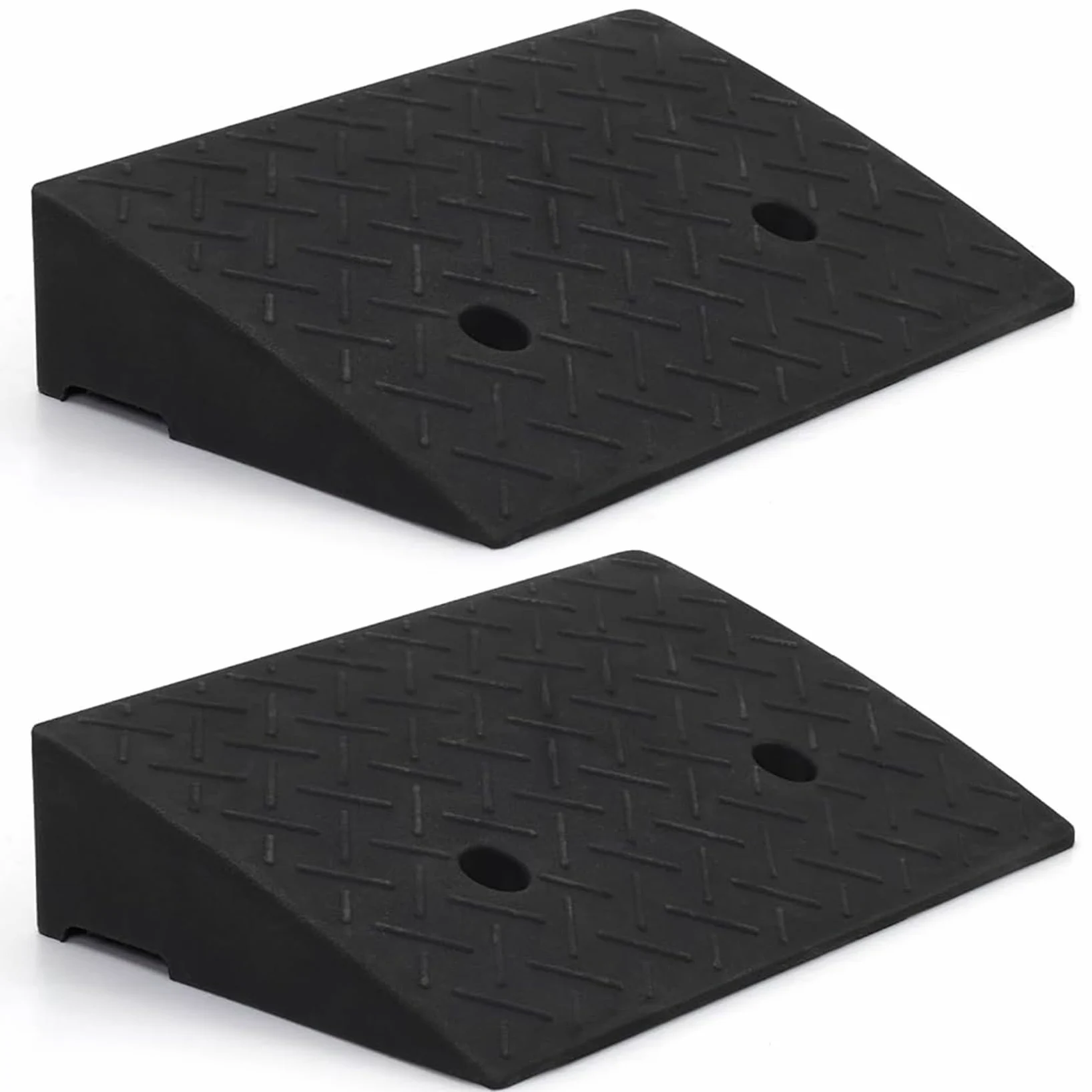 Rampa de Goma para Aceras, Rampa de Umbral, Rampa para Sillas de Ruedas, Rampa para AutomóViles, Rampa PortáTiles, Escalones para el Hogar con Superficie Antideslizante, 2 Piezas(Size:50X27X13cm)