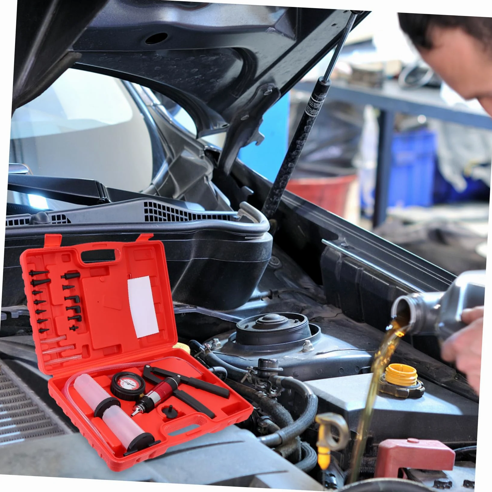 TOPBATHY Bomba de Líquido de Frenos Manual para Coche Purgador de Líquido de Frenos Comprobador de Presión de Vacío Herramienta para Purgar el Sistema de Taller