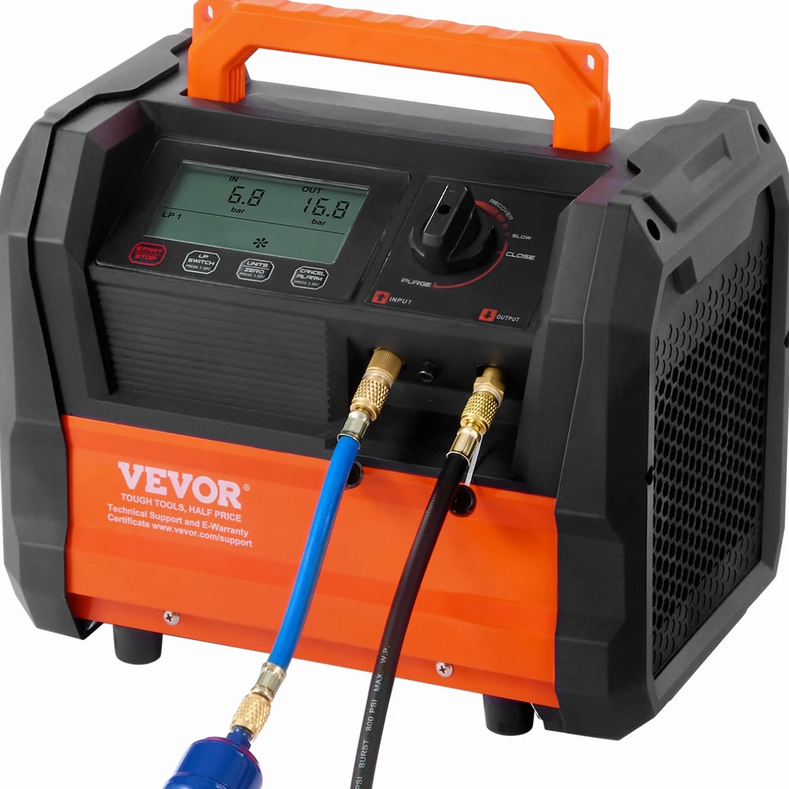 VEVOR Recuperador de refrigerante, máquina de recuperación de Aire Acondicionado portátil de 1 CV con Doble Cilindro y Motor sin escobillas de 3000 RPM, Herramienta de Reciclaje de refrigerante freón