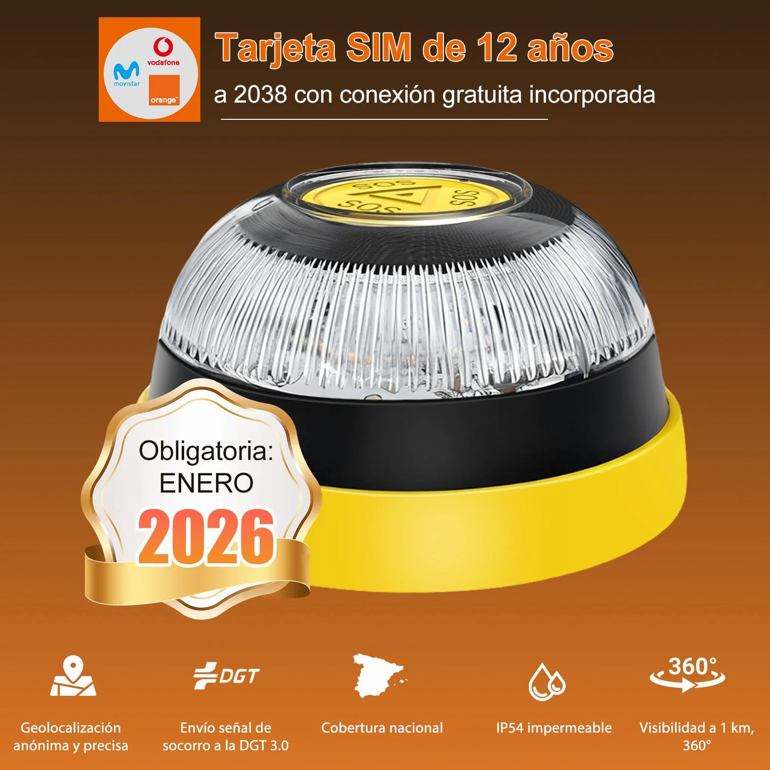 Baliza V16 Homologada DGT Geolocalizador IoT Doble Fijación Imán Ventosa Obligatoria 2026