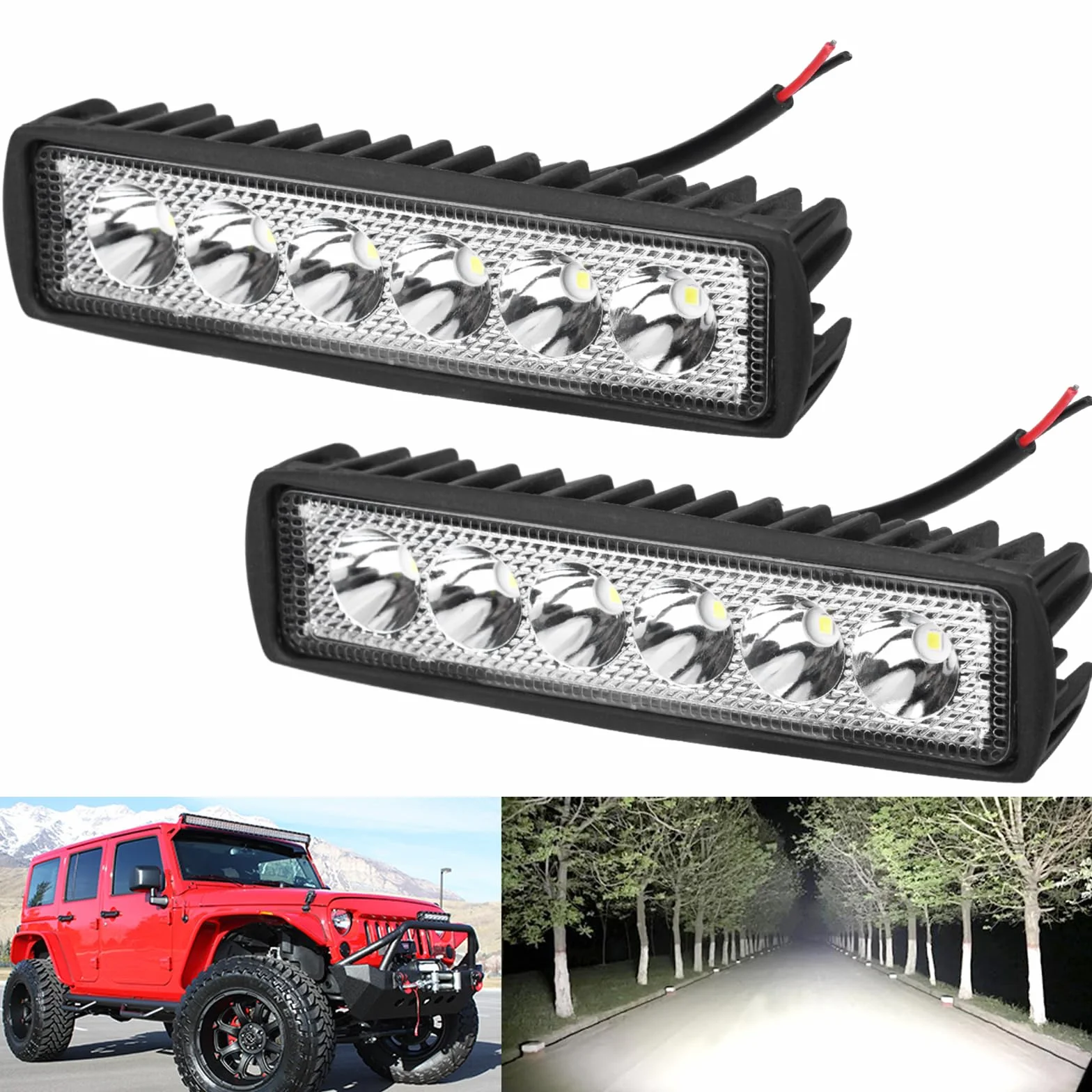 2 Piezas Focos Led Tractor 12V 18W, Faro Trabajo LED, Faros LED Tractor, Focos de Coche 6000K IP67 Impermeable para Coche Tractors Barcos ATV UTV SUV