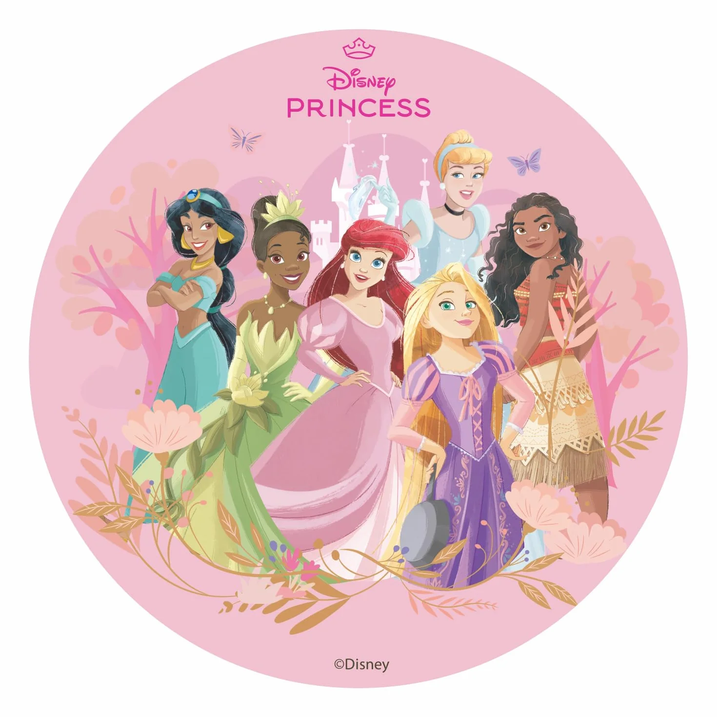 Oblea Comestible de Princesas Disney 20 CM Decoración para Tarta