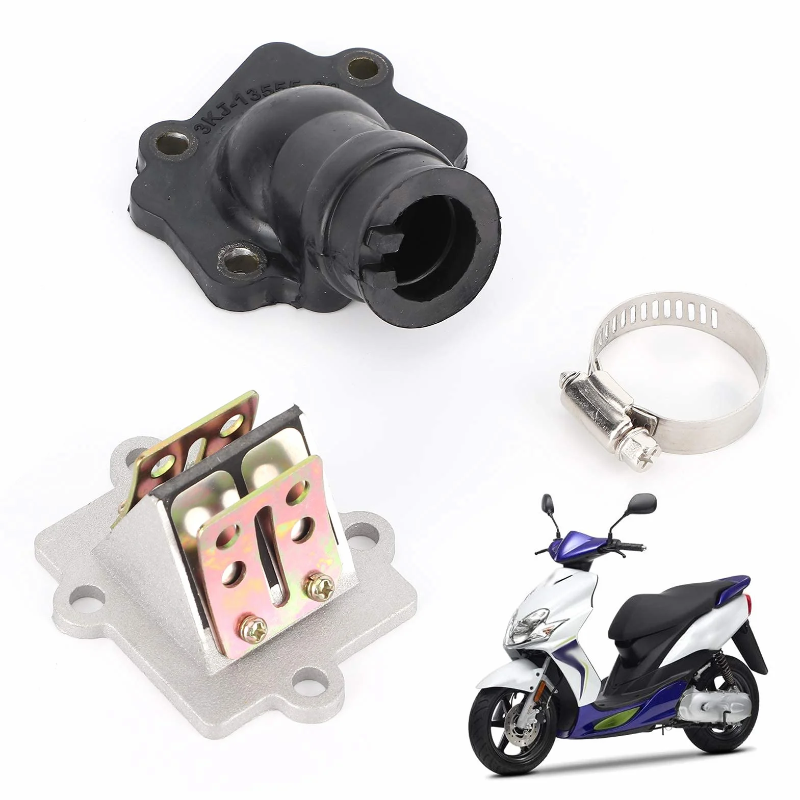 Colector de admisi¨®n de Motocicleta Aramox Apto para Motor Jog Vino Zuma BWS Minarelli de 2 Tiempos 49 50 colector de admisi¨®n + v¨¢lvula de leng¨¹ETA