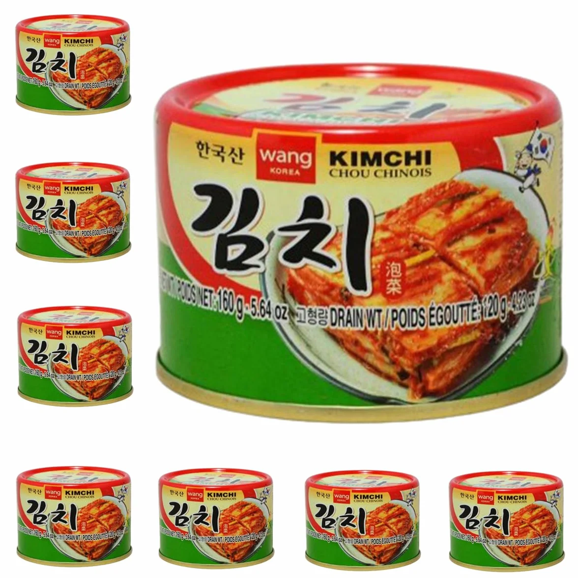 Kimchi Coreano Lata 160g Vegano sin Gluten 8 Unidad
