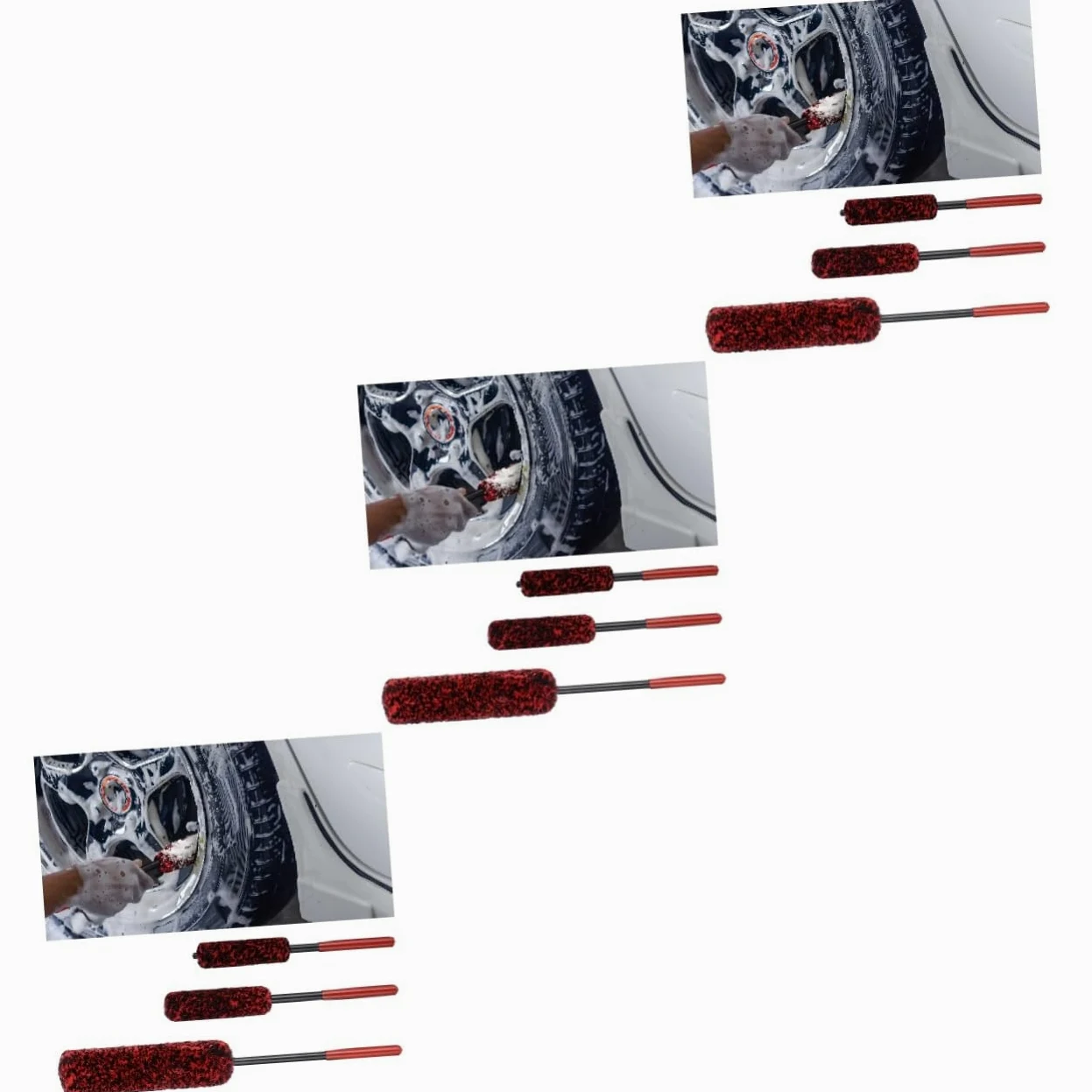 ULTECHNOVO 9piezas Cepillos De Limpieza para Llantas Cabeza Flexible Herramientas De Detalle para Automóviles y Motos Cepillos para Ruedas Car Wash Brushes