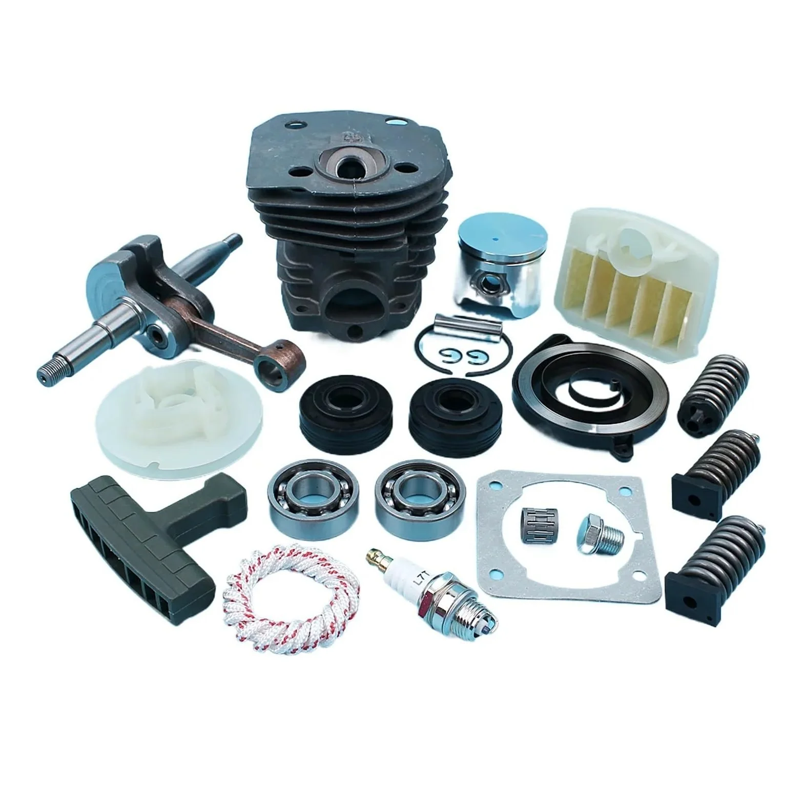 Kit de pistón de Cilindro de 44 mm for Piezas de Repuesto de Motosierra con Filtro de Amortiguador de cigüeñal H-qvara 340 345 350