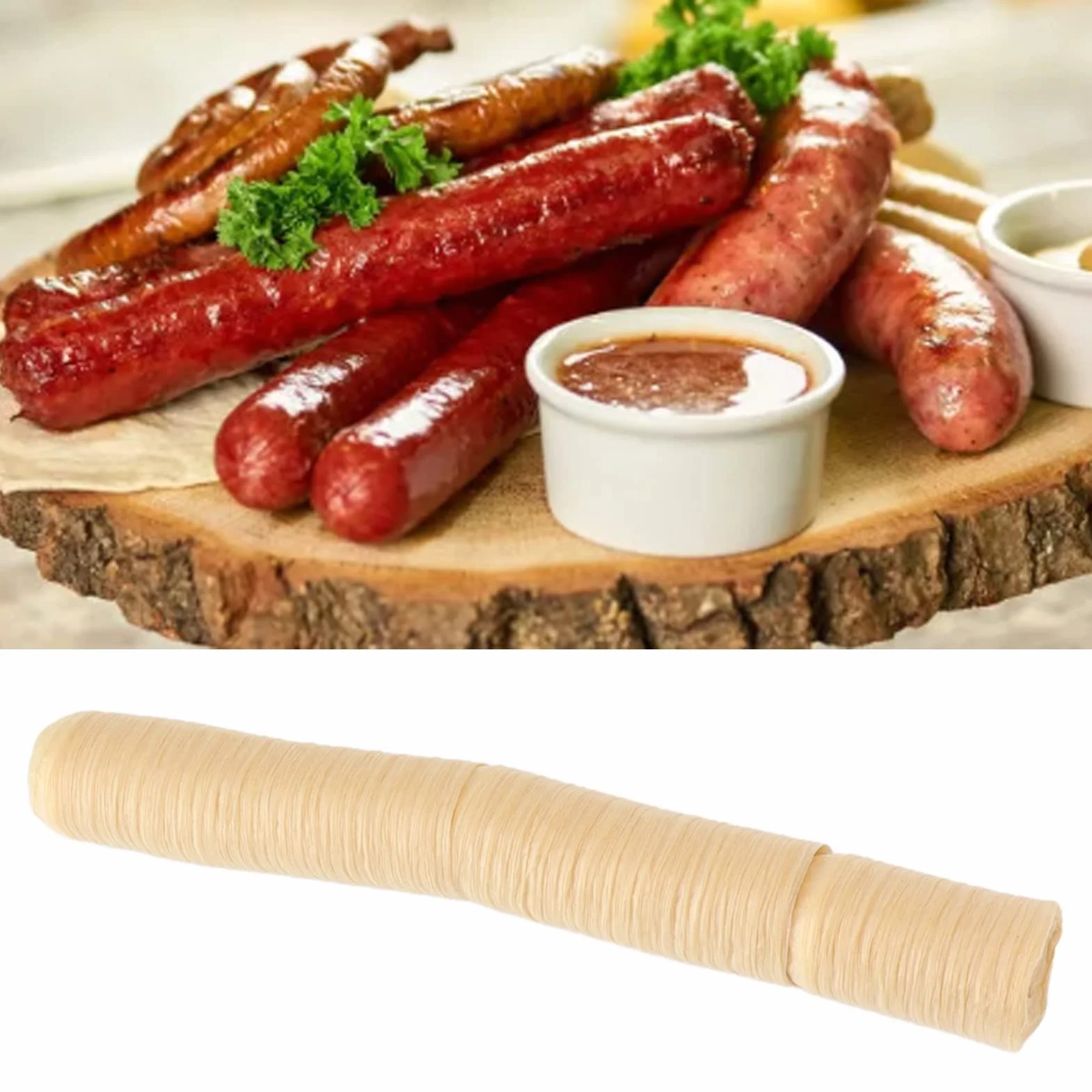Tripa De Colágeno Comestible Para Salchicha Ahumada Tubo De Tripa De Salchicha De Cerdo Seco