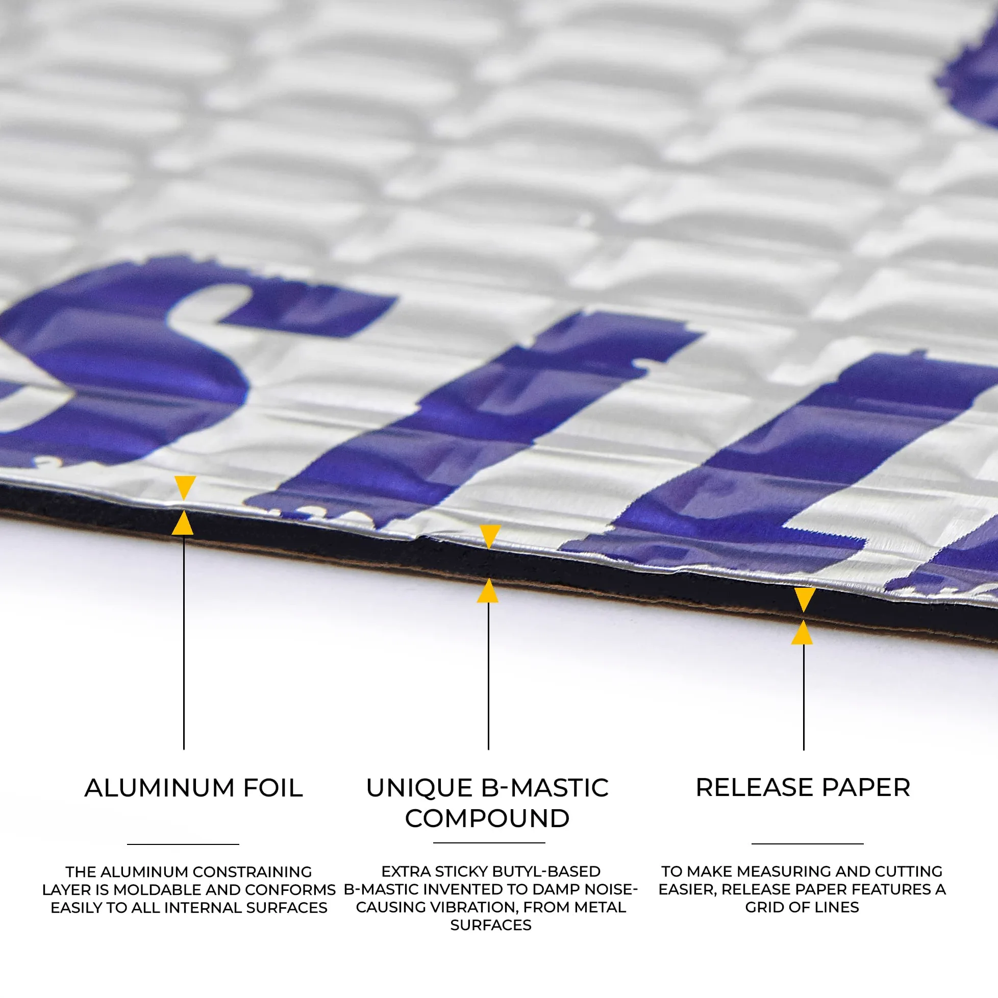 Siless Alfombrilla de insonorización para coche, 1,3 mm, butilo, aislamiento acústico y material amortiguador de vibraciones