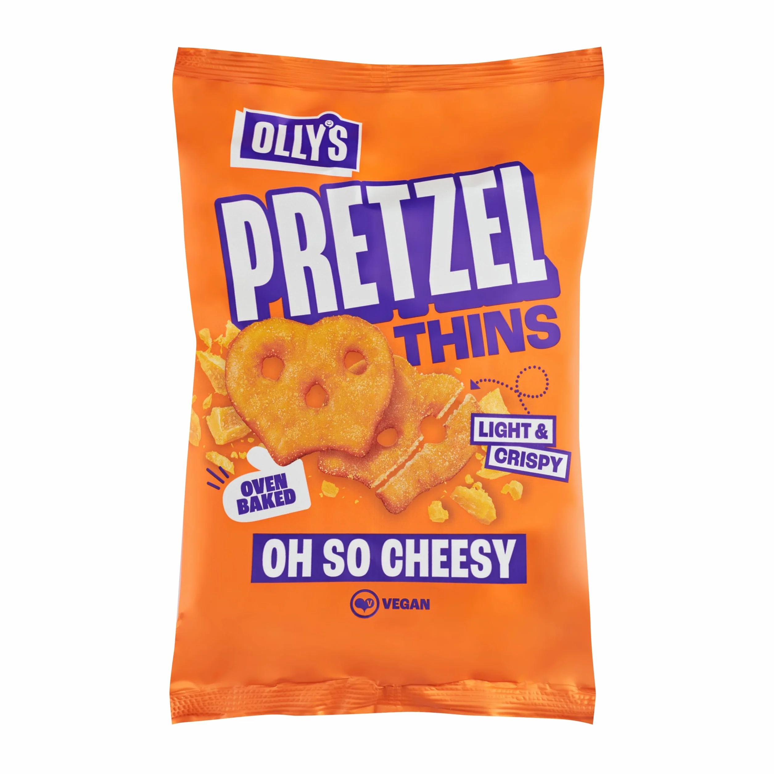 Olly's Pretzels horneados Sabor a Queso Snacks Veganos 140g