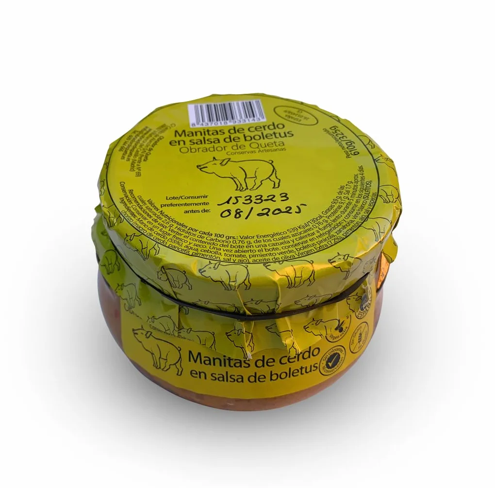 Manitas de cerdo en salsa de boletus 610grs Pack de 3 Conservas Gourmet España