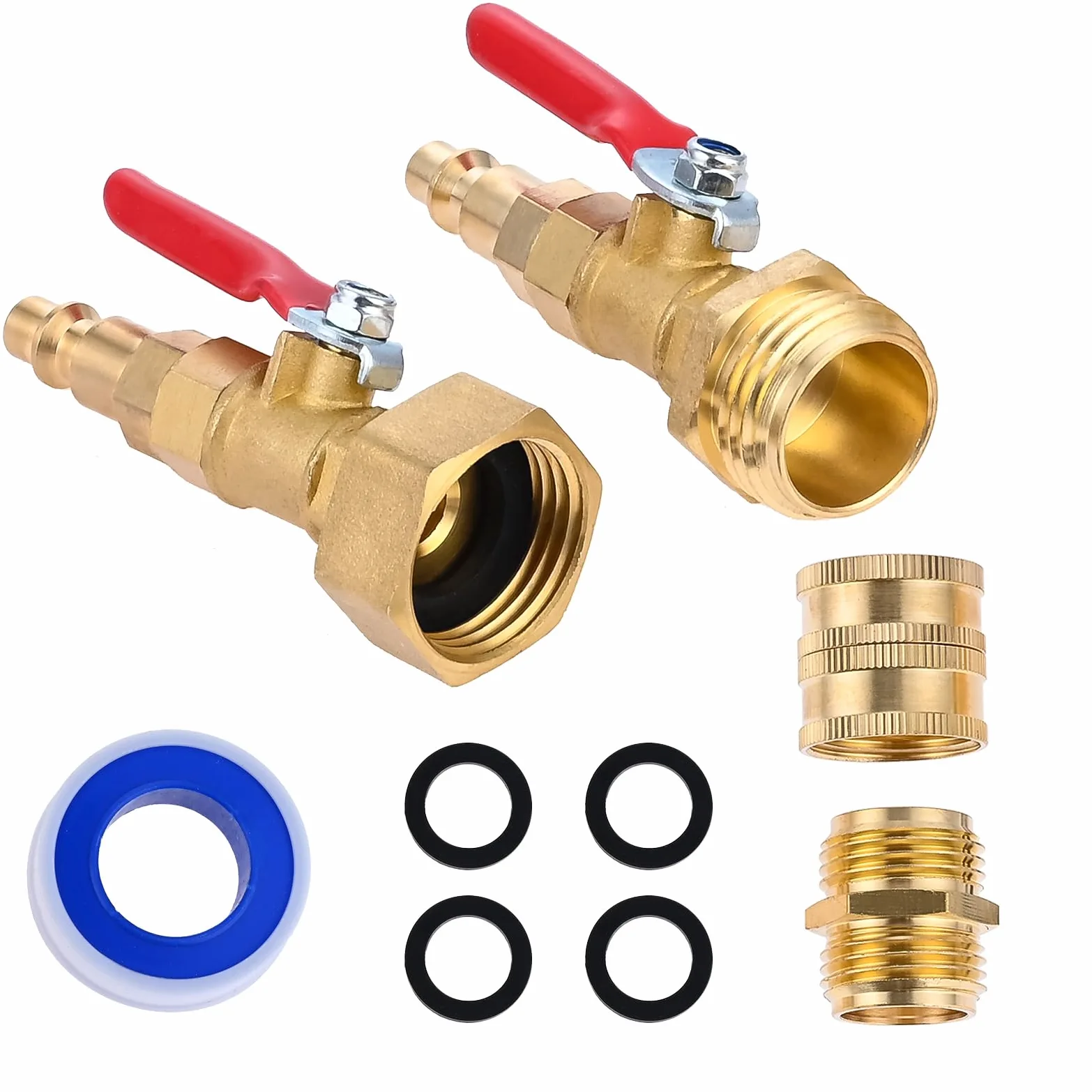 2 adaptadores rápidos para el invierno con válvula de bola, enchufe de soplado para invierno para caravana, kit de preparación de invierno para remolque, barco, cámper, compresor de aire