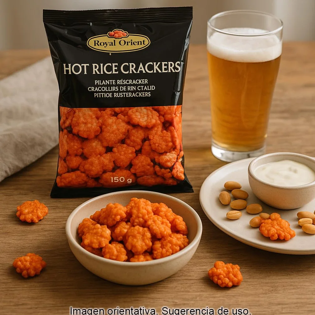 Galletitas de arroz picantes ultracrujientes 150 g Pack 2 bolsas Snack asiático tailandés